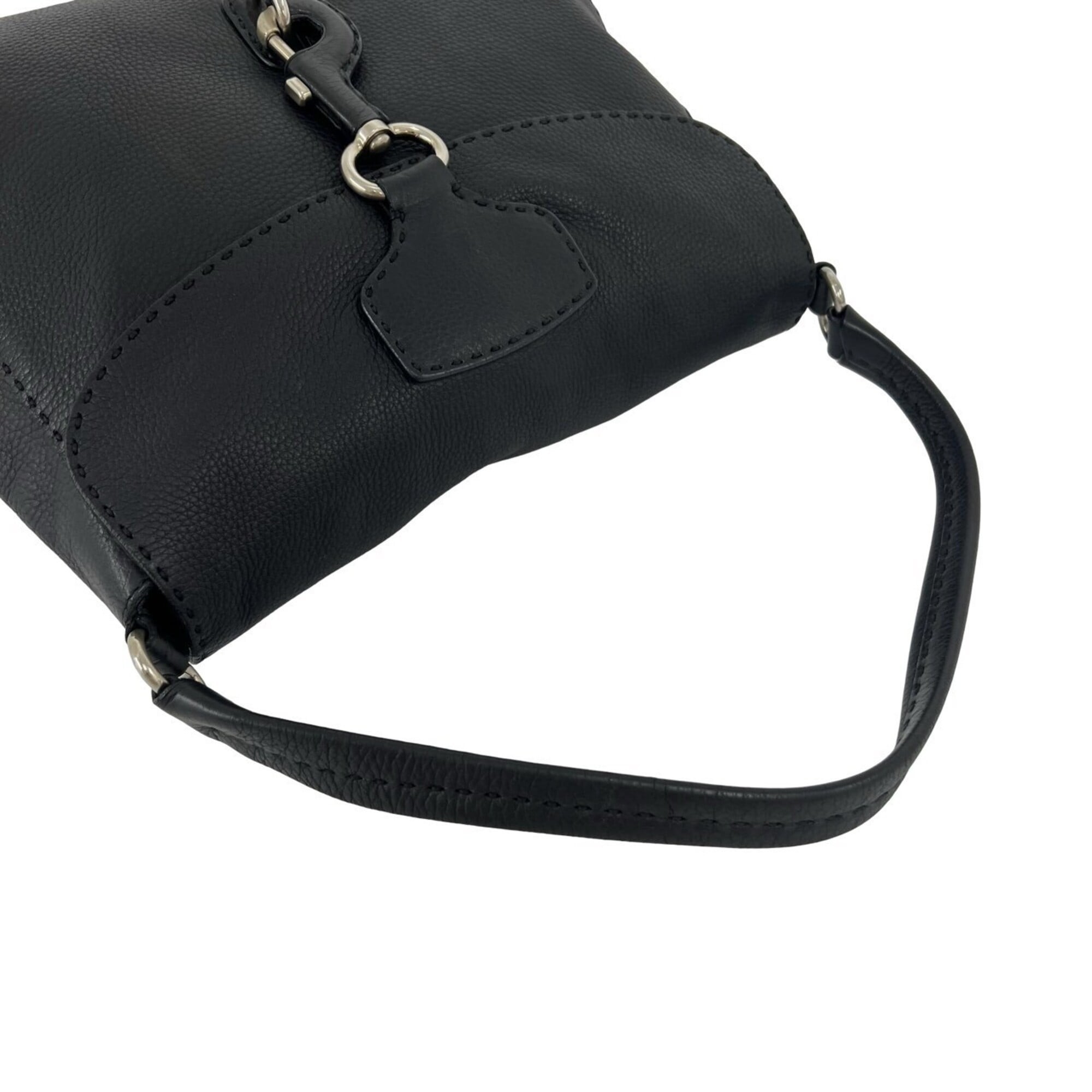 Prada Black Leather Handbag Shoulder Bag Tote Bag (Pre-Owned)