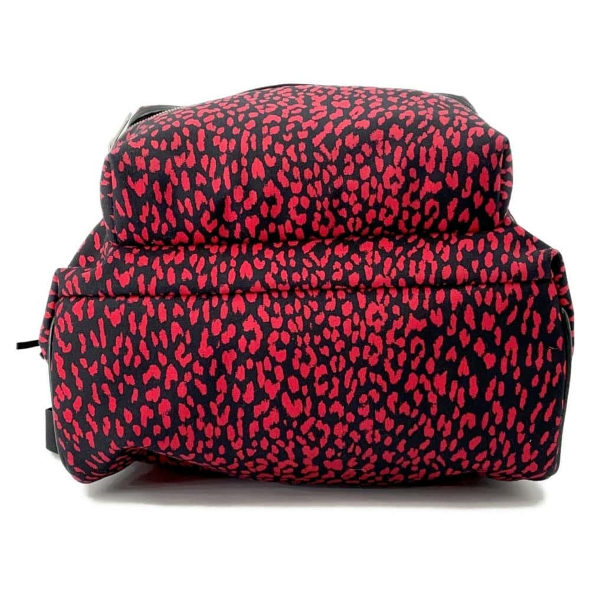 Saint Laurent Black Red Color Canvas Leather Backpack (Pre-Owned)