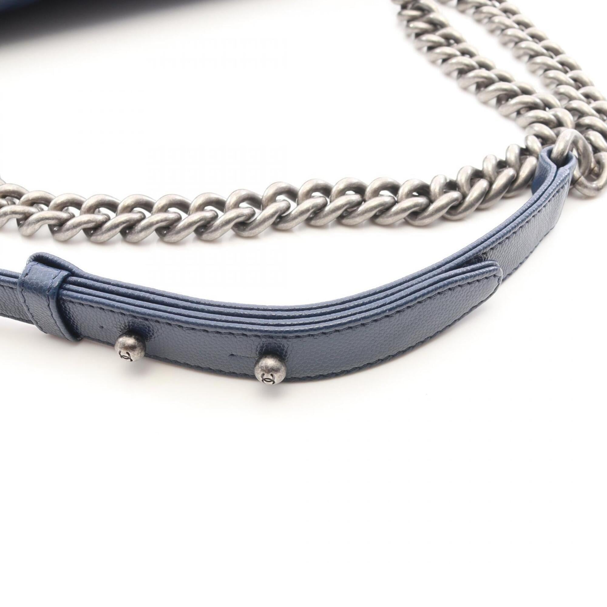 Chanel Navy Grained Calfskin Shoulder Bag (Pre-Owned)