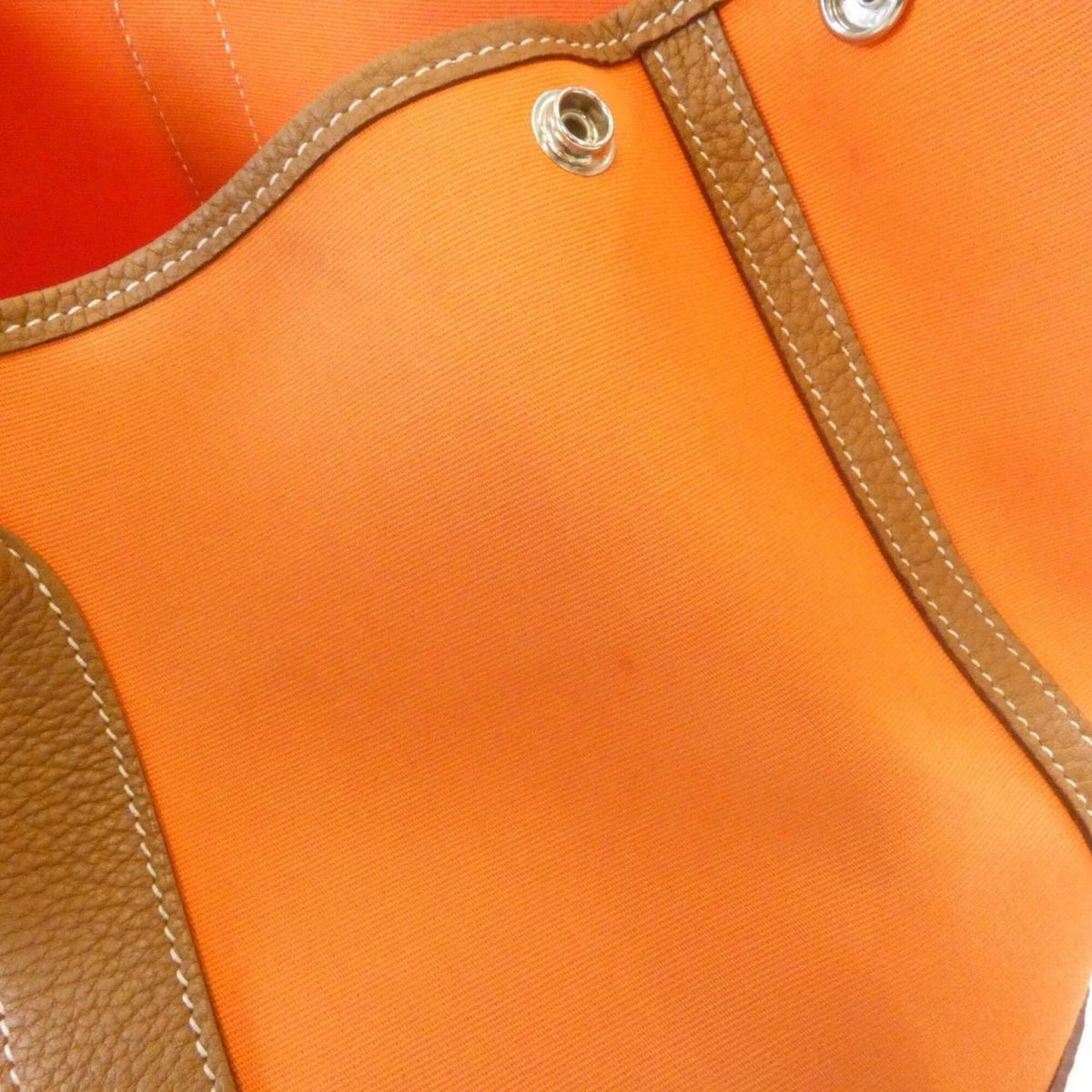 Hermes Feu Gold Orange Toile Officier Negonda Leather Handbag (Pre-Owned)