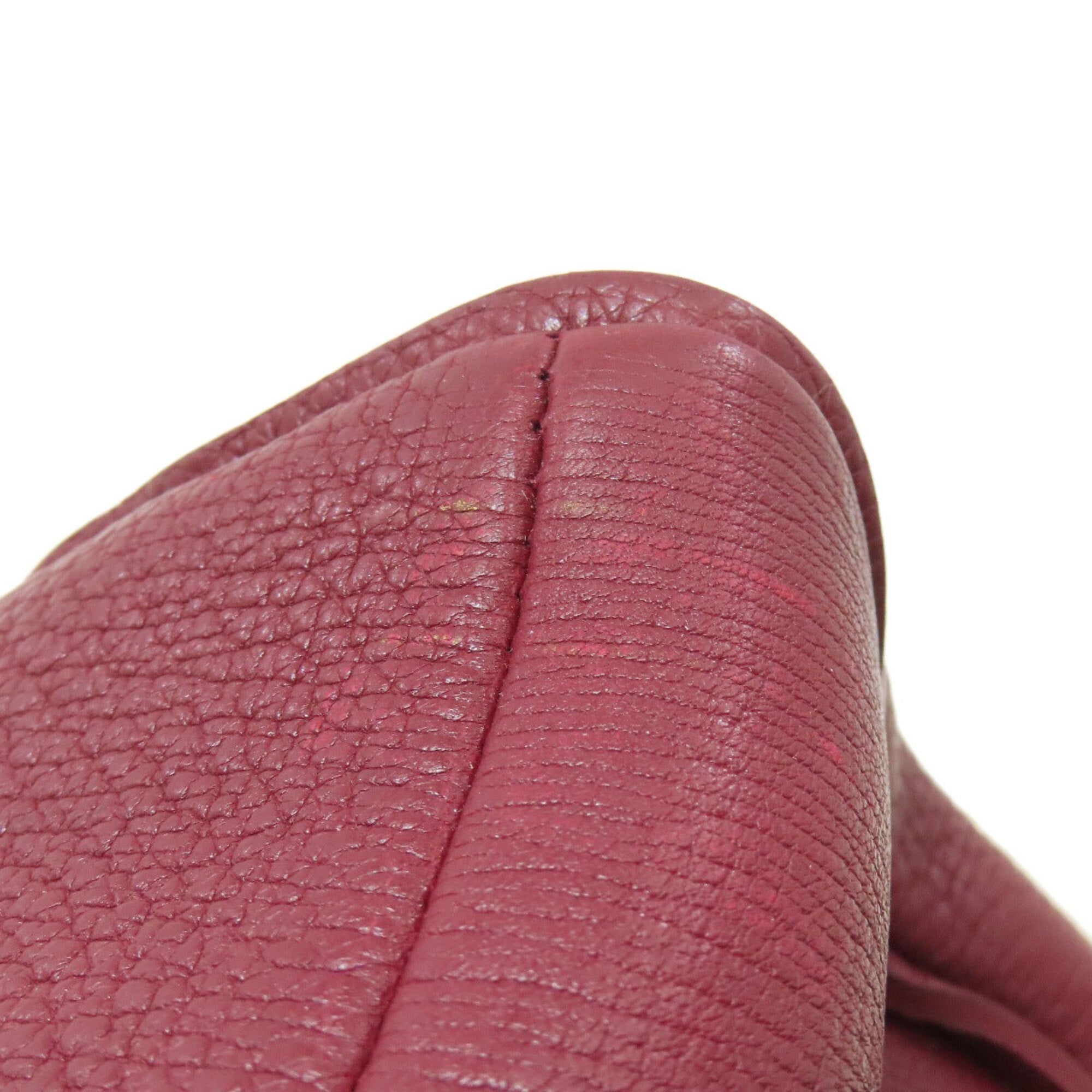 Longchamp Red Color Leather Shoulder Bag (Pre-Owned)