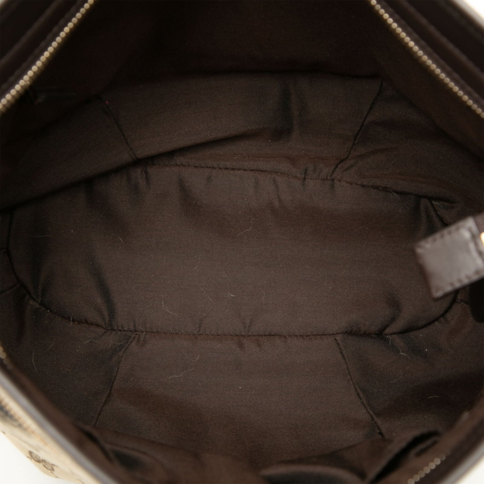 Gucci Beige Brown Canvas Leather Shoulder Bag (Pre-Owned)