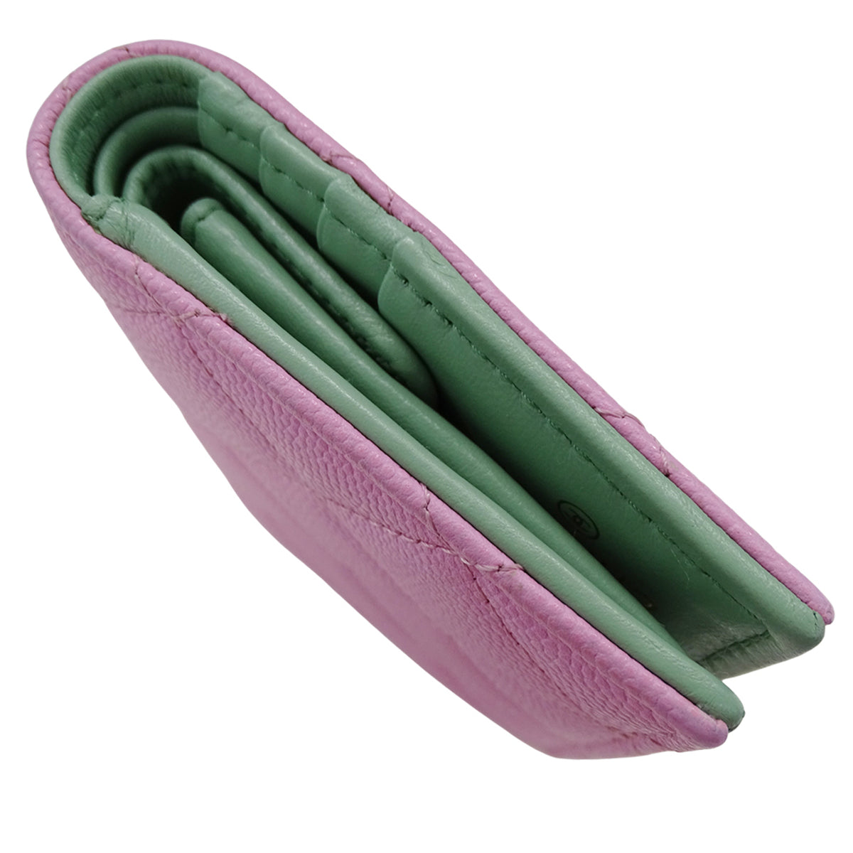 Chanel Green Pink Grained Calfskin Wallet (Bi-Fold) (Pre-Owned)