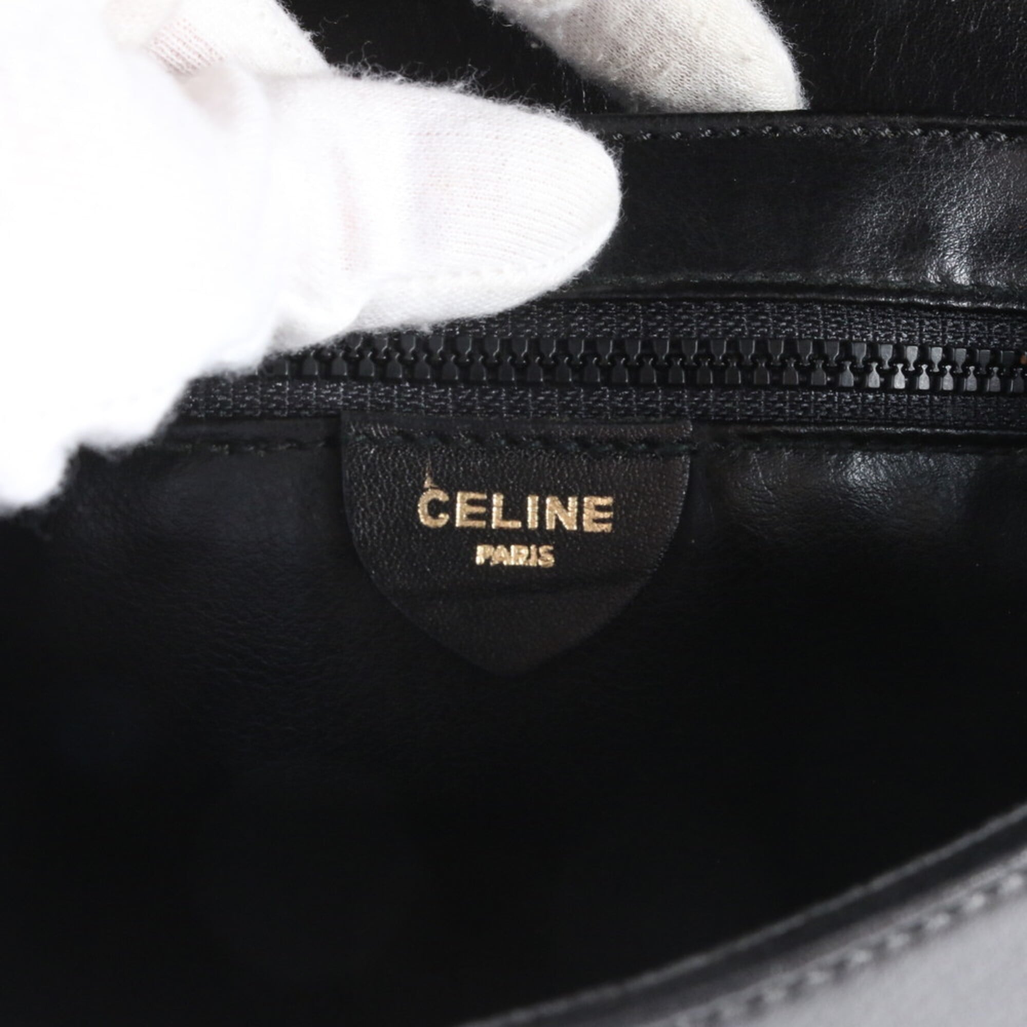 Celine Black Brown Leather Handbag Shoulder Bag Tote Bag (Pre-Owned)