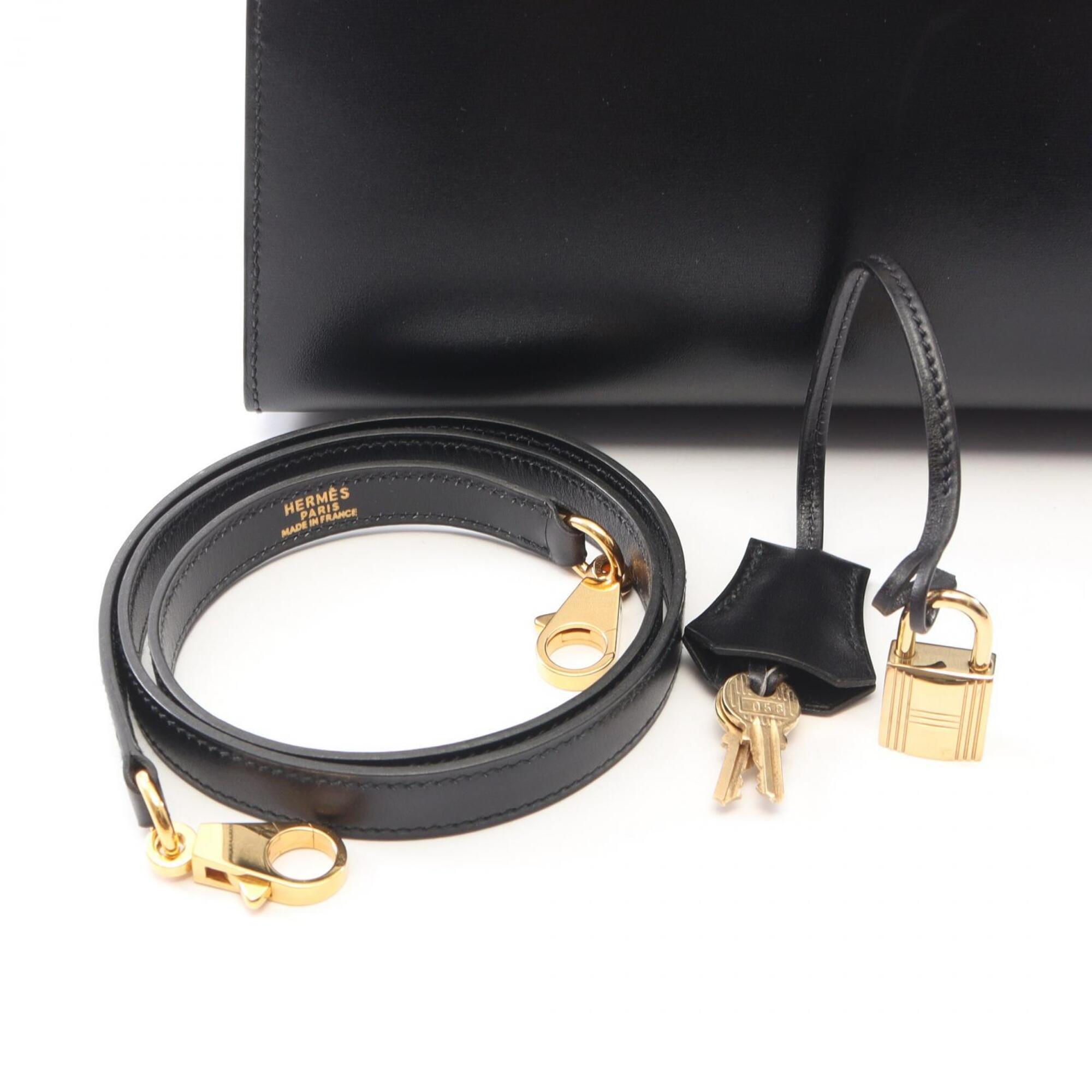 Hermes Black Box Calf Leather Handbag (Pre-Owned)