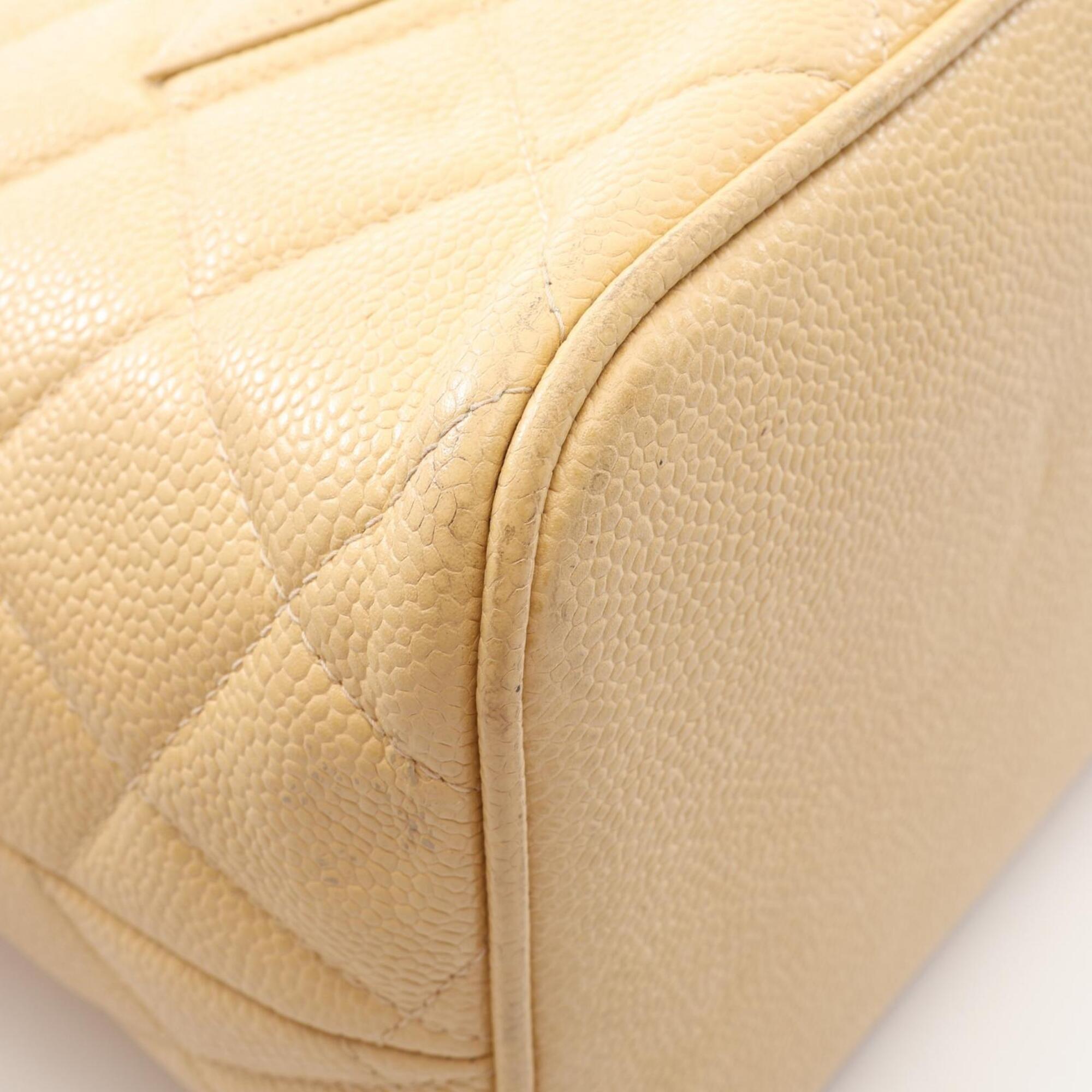 Chanel Beige Grained Calfskin Handbag Tote Bag (Pre-Owned)