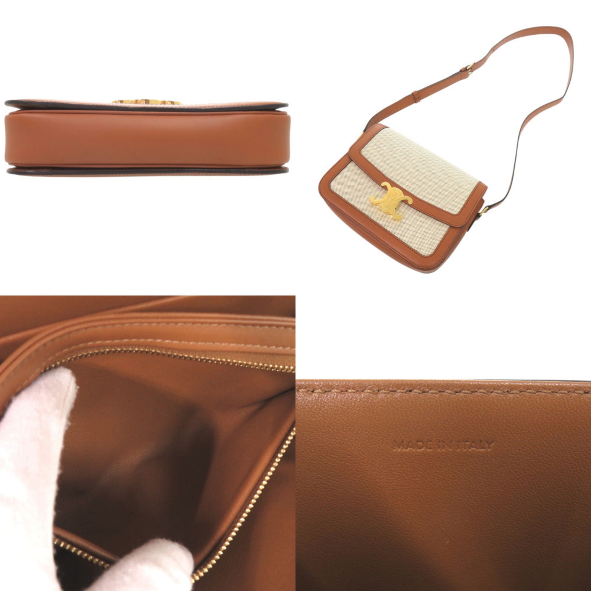 Celine Brown Textile Leather Shoulder Bag (Pre-Owned)