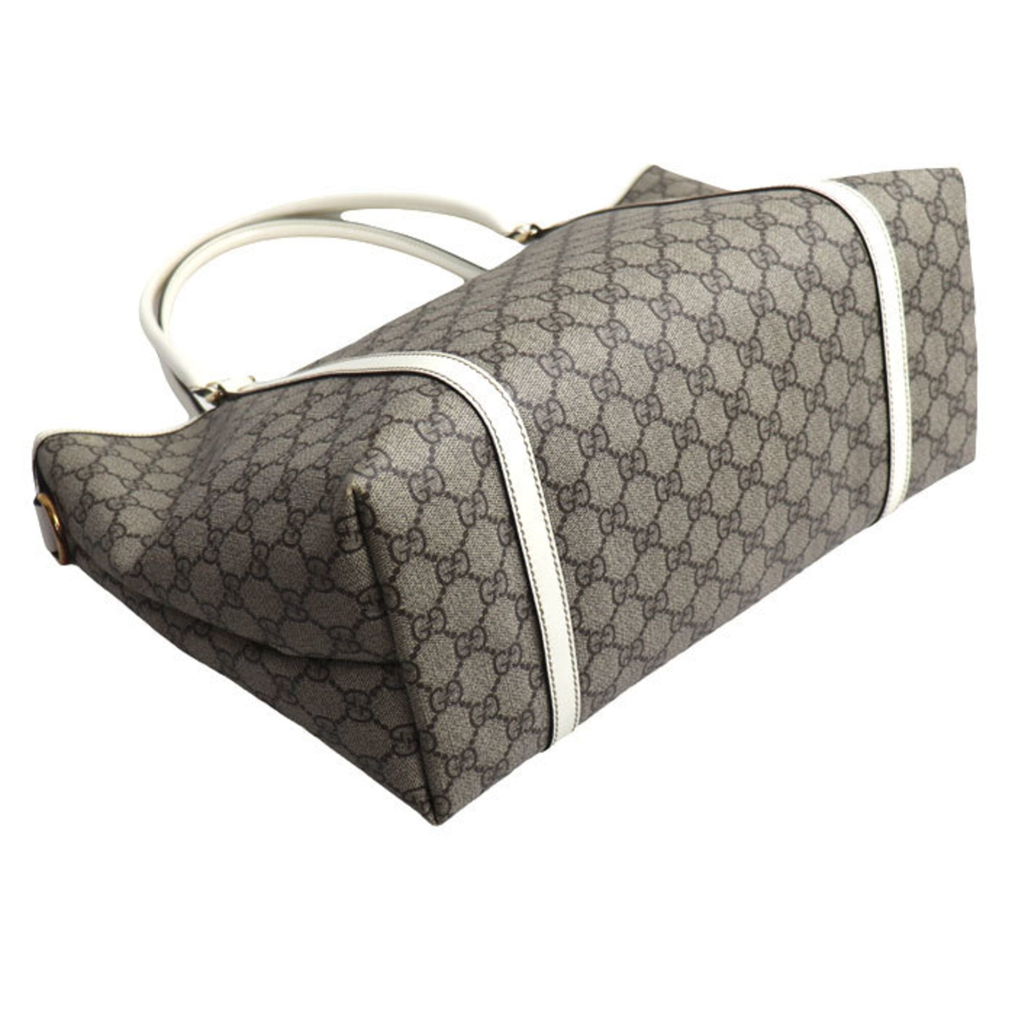 Gucci Beige White Gg Supreme Tote Bag (Pre-Owned)