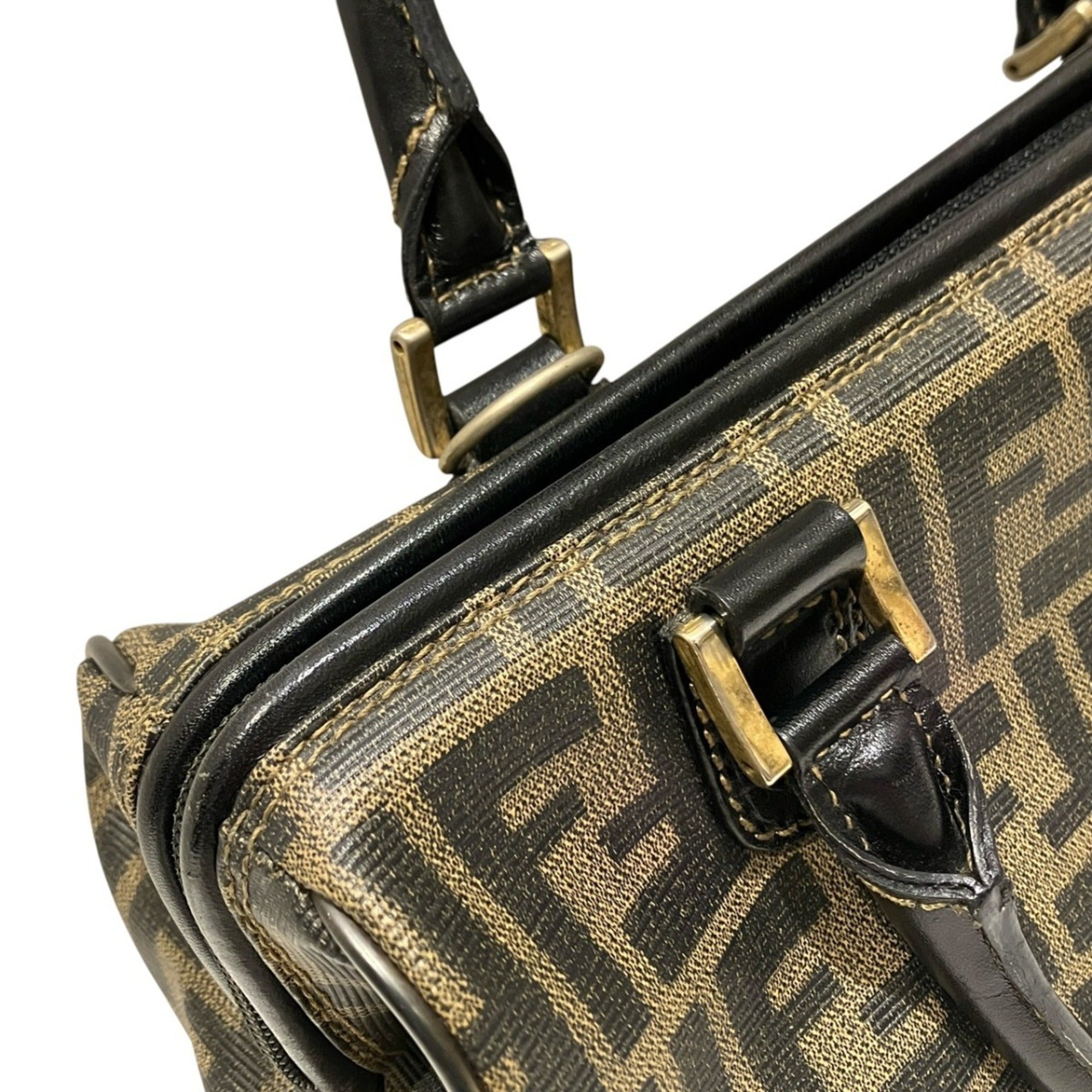 Fendi Brown Zucca Boston Bag (Pre-Owned)