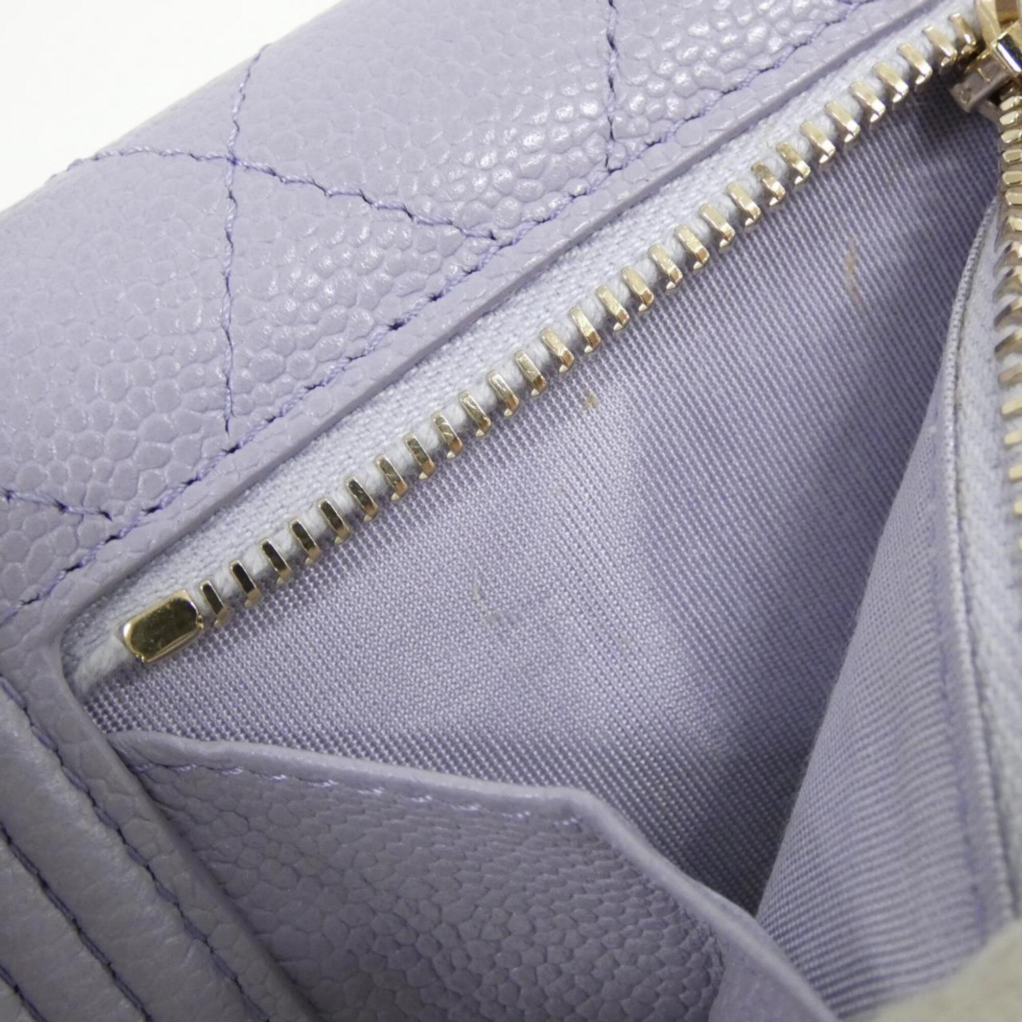 Chanel Light Purple Grained Calfskin Wallet (Tri-Fold) (Pre-Owned)