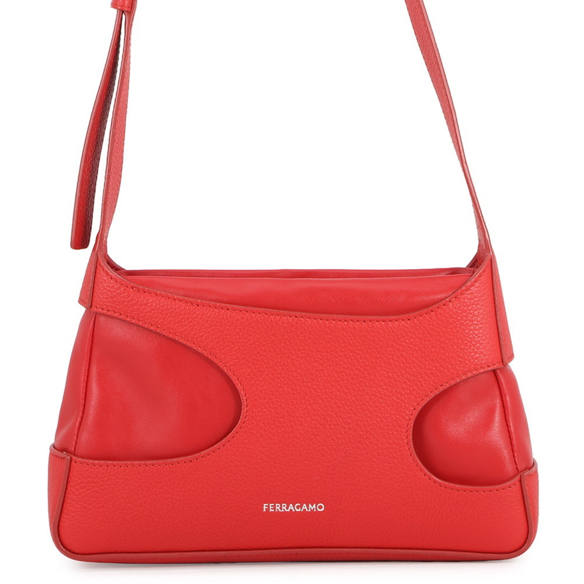 Salvatore Ferragamo Red Color Leather Handbag Shoulder Bag (Pre-Owned)