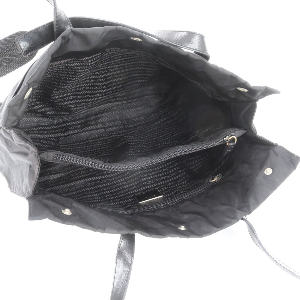 Prada Black Leather Nylon Shoulder Bag Tote Bag (Pre-Owned)