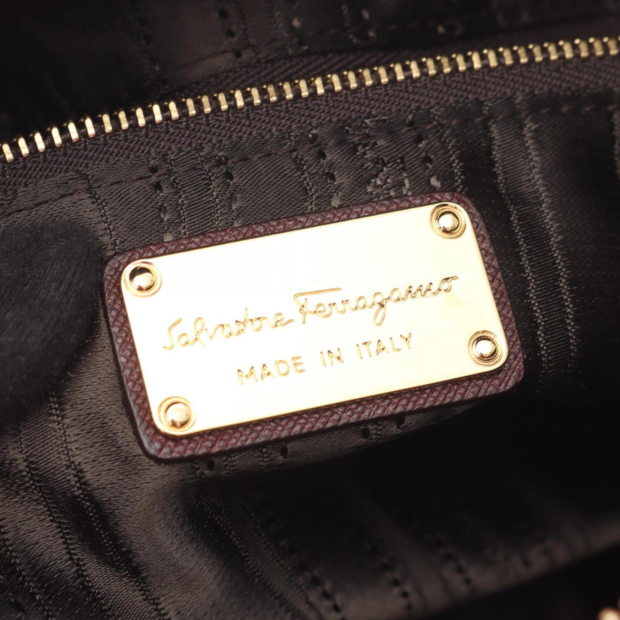 Salvatore Ferragamo Bordeaux Leather Handbag (Pre-Owned)
