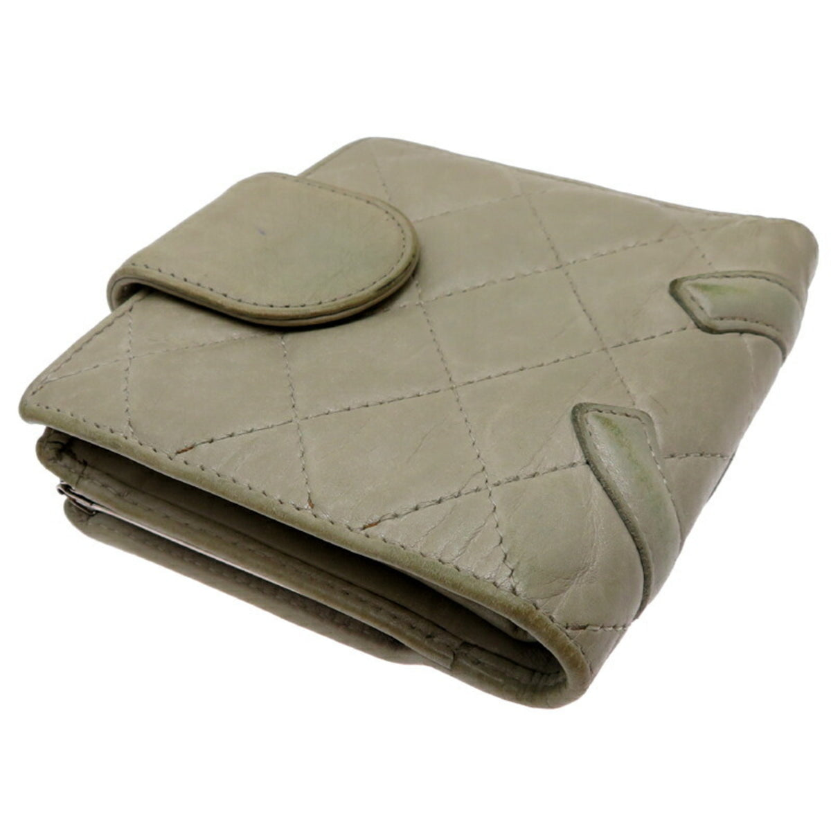 Chanel Gray Leather Wallet (Bi-Fold) (Pre-Owned)