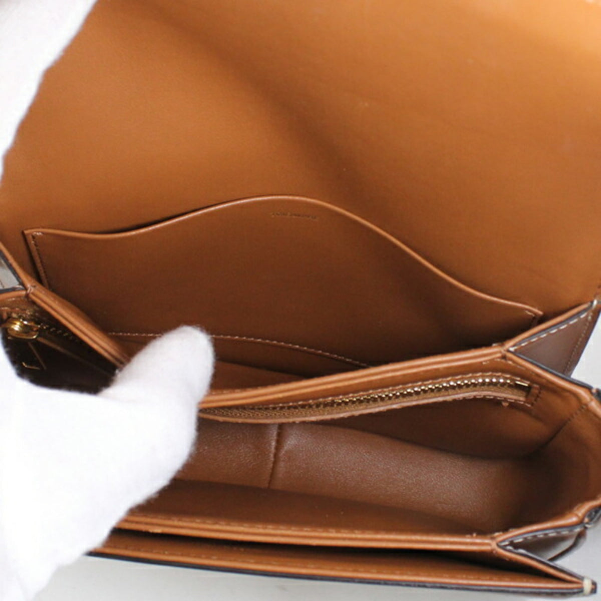Celine Brown White Canvas Leather Shoulder Bag (Pre-Owned)