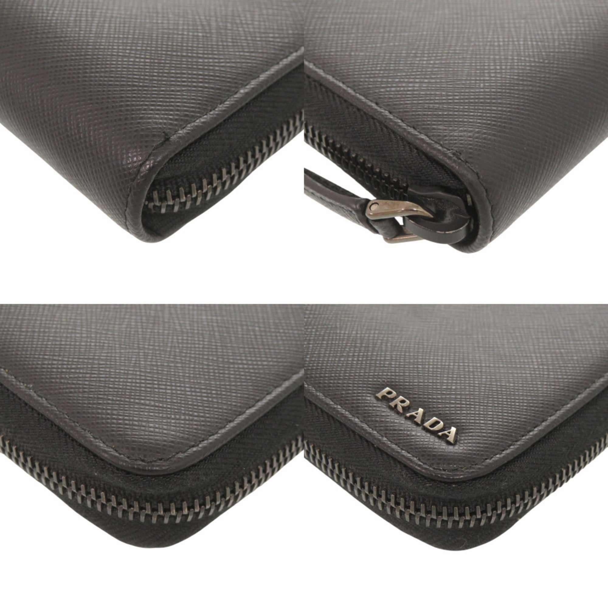 Prada Black Leather Saffiano Long Wallet (Bi-Fold) (Pre-Owned)
