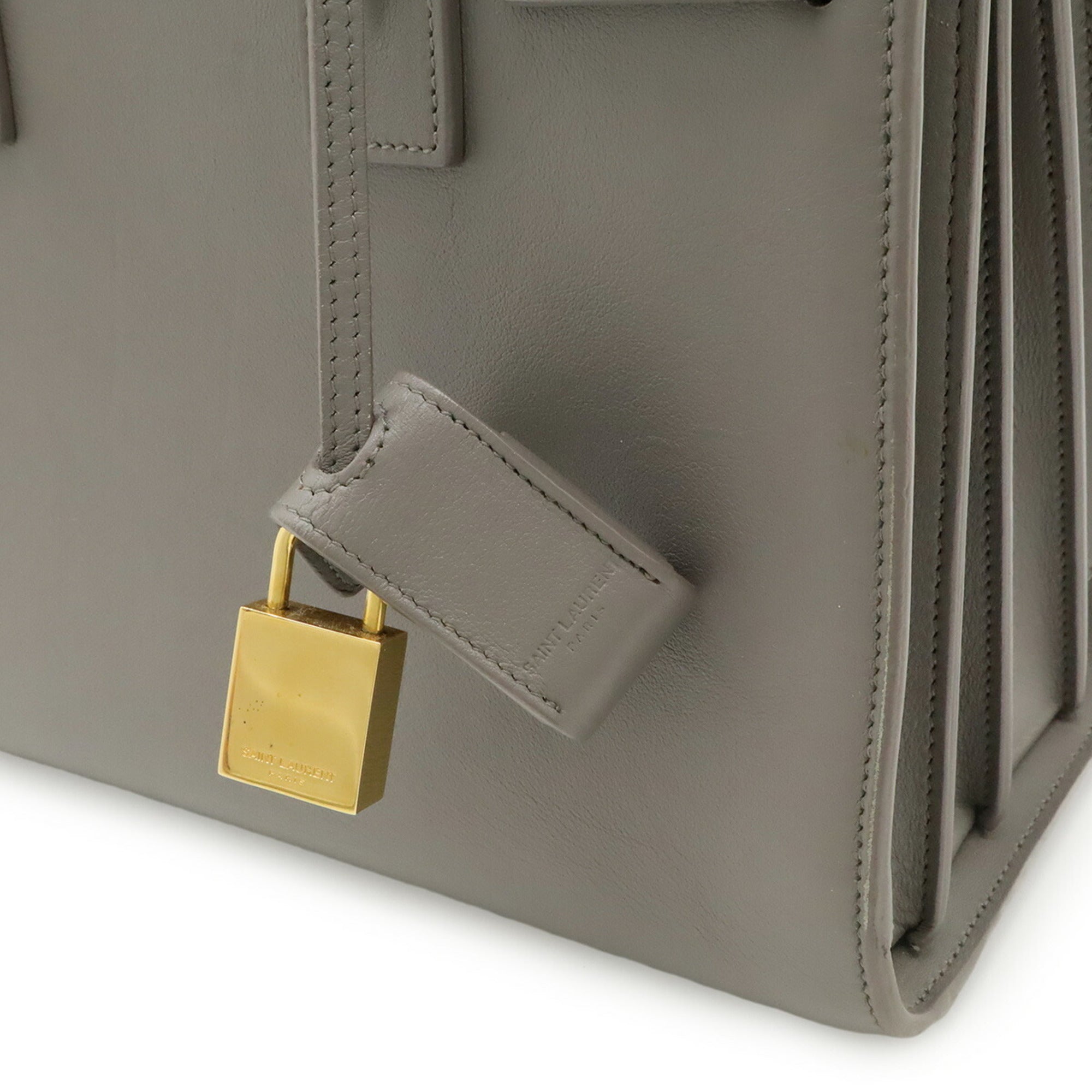 Yves Saint Laurent Gray Leather Handbag Shoulder Bag (Pre-Owned)