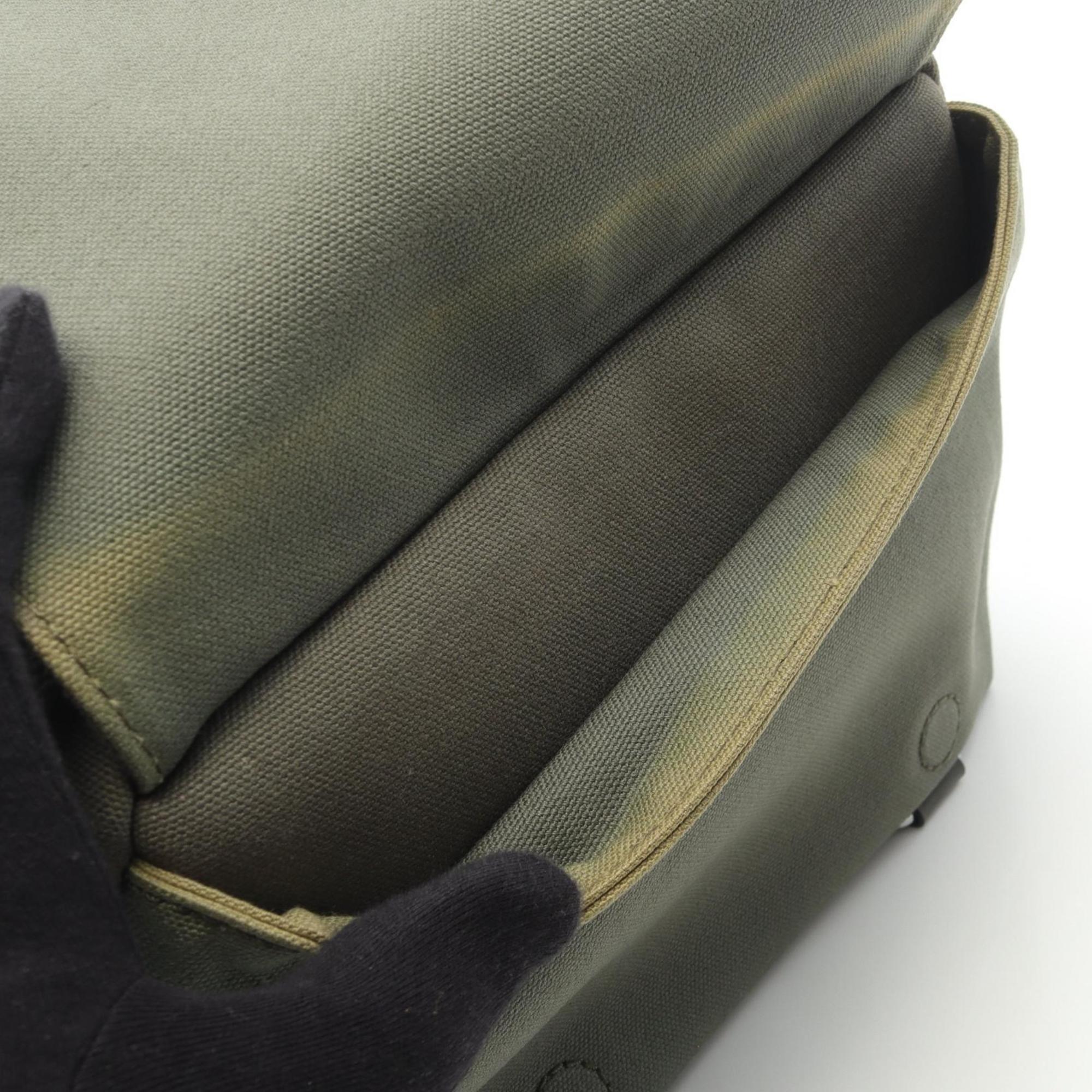 Loewe Khaki Canvas Leather Messenger Bag Shoulder Bag (Pre-Owned)