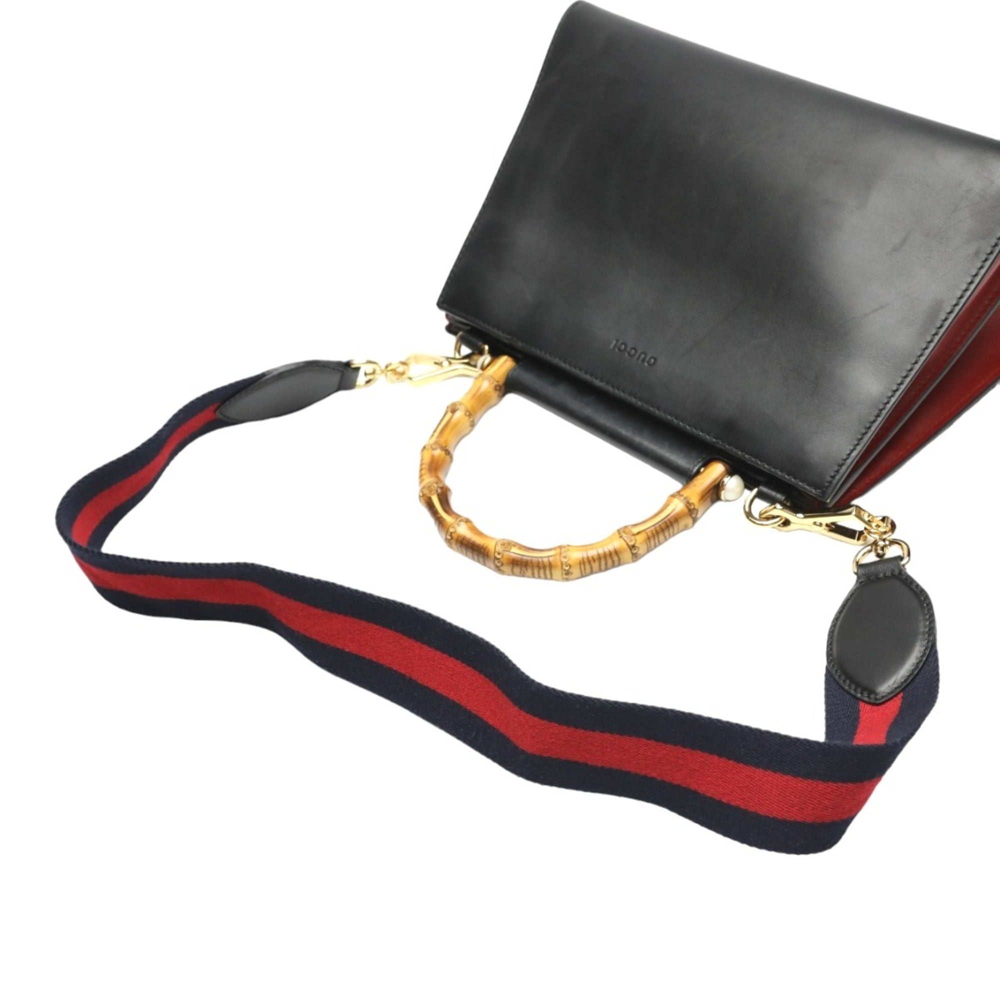 Gucci Bamboo Black Leather Handbag (Pre-Owned)