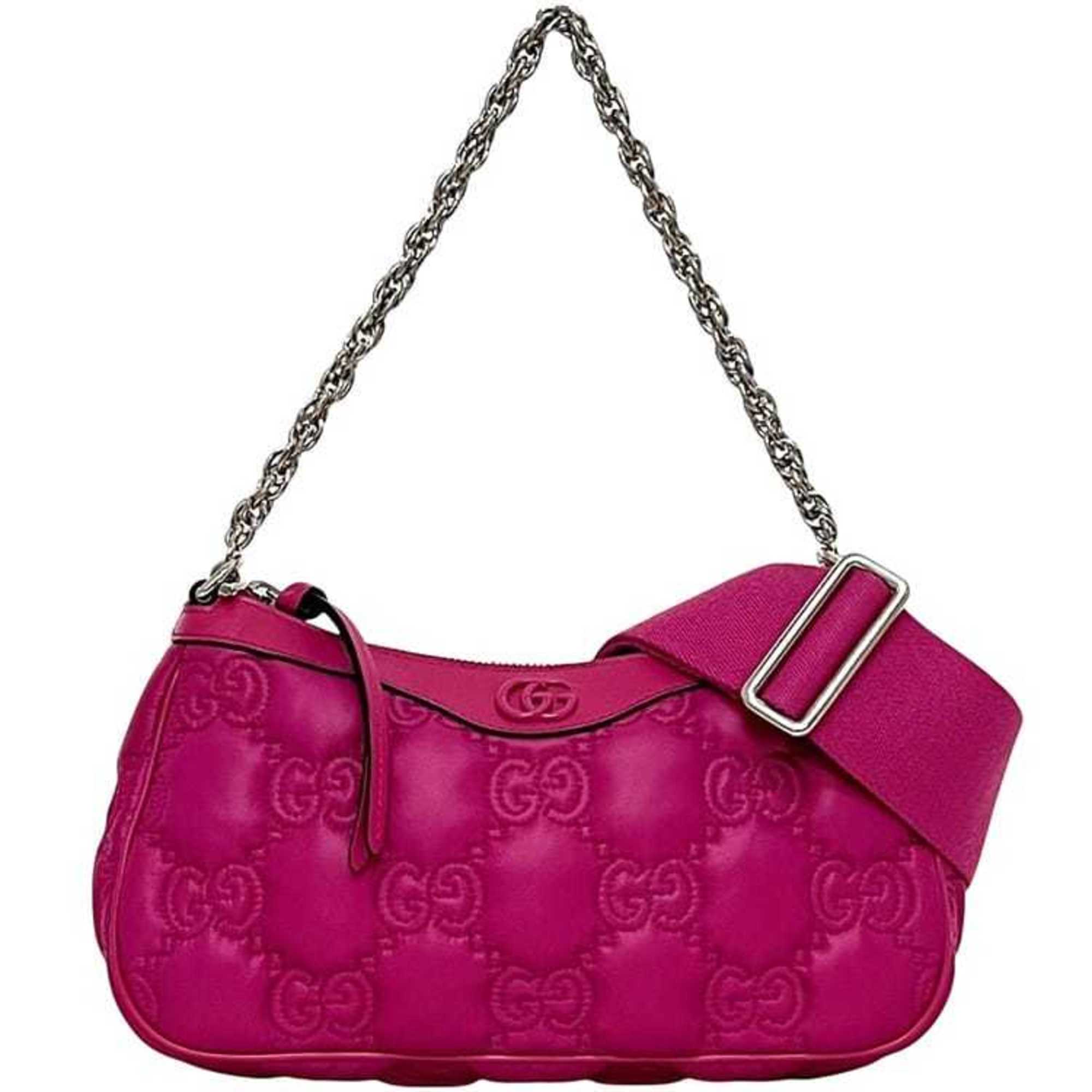 Gucci Pink Nylon Leather Canvas Shoulder Bag (Pre-Owned)