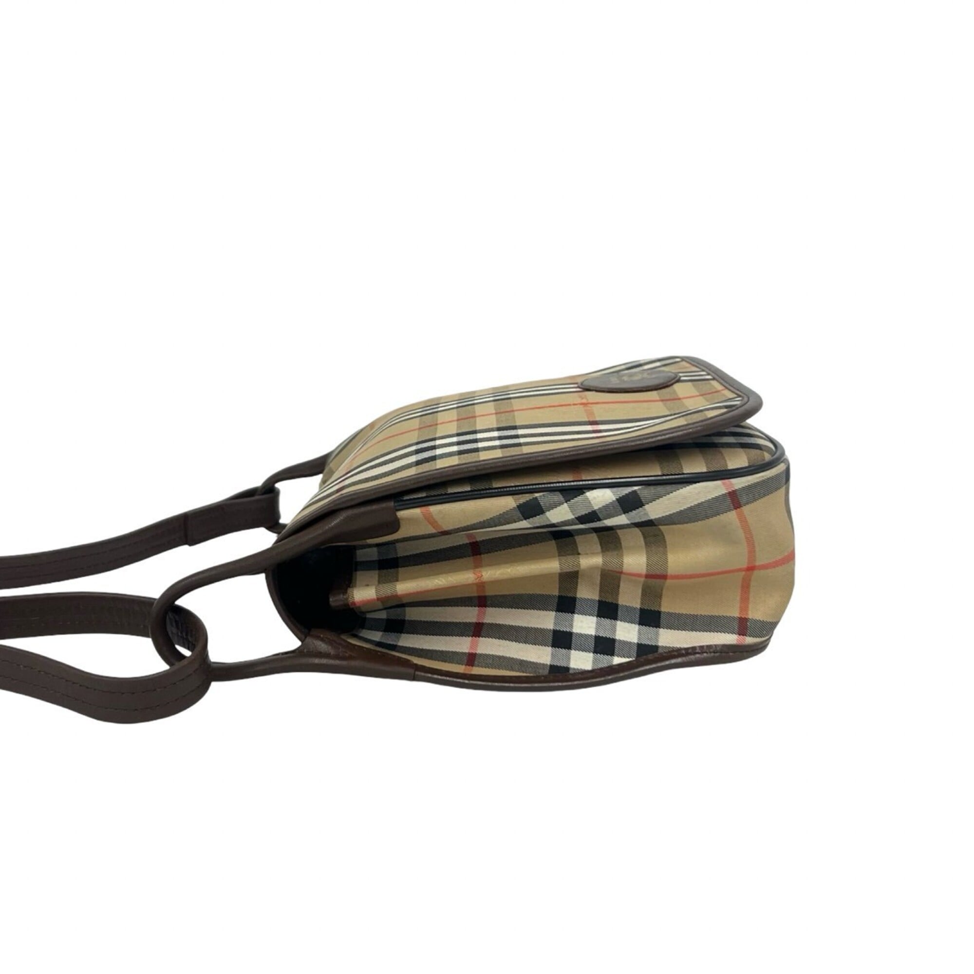 Burberry Beige Brown Canvas Leather Shoulder Bag (Pre-Owned)