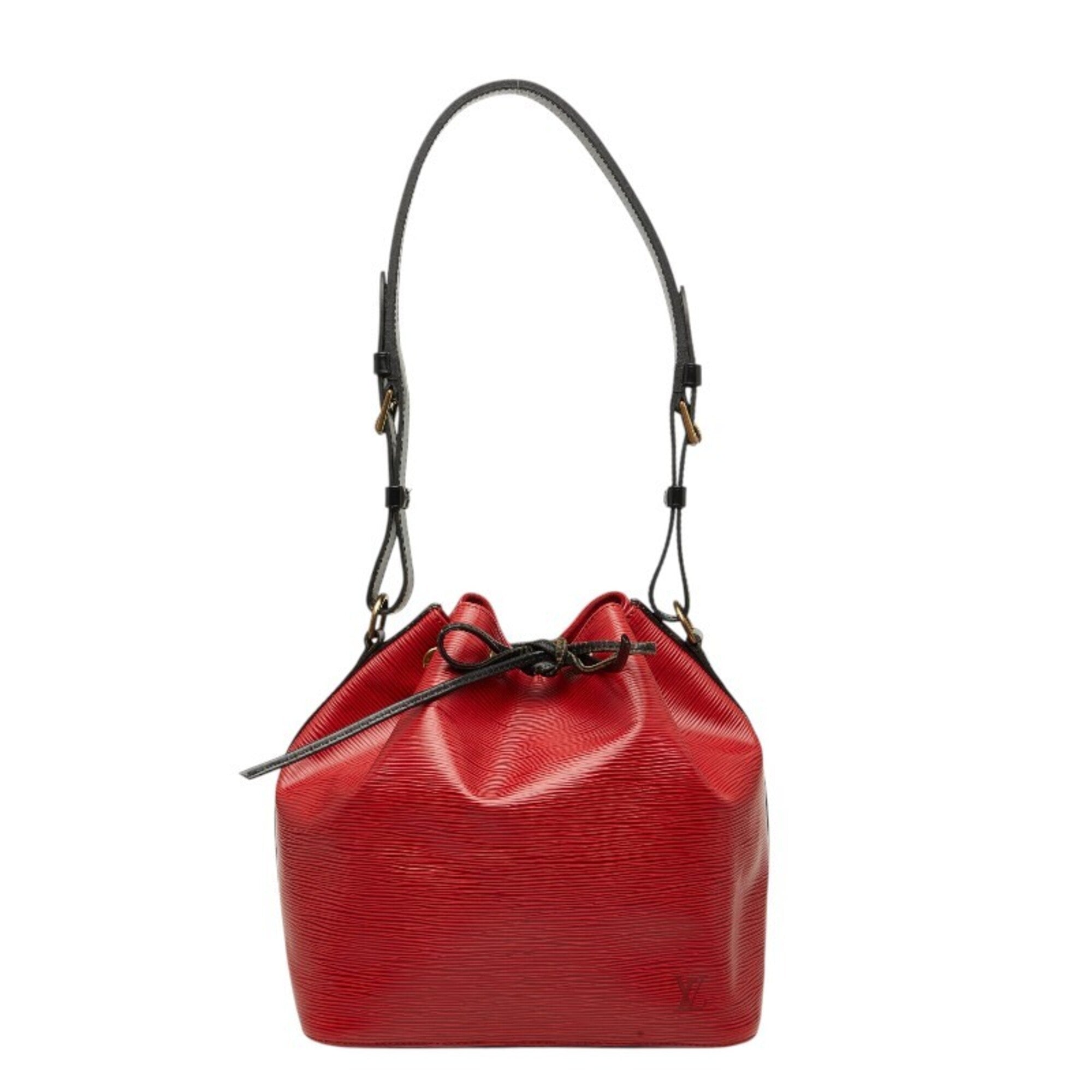 Louis Vuitton Black Red Color Leather Shoulder Bag (Pre-Owned)