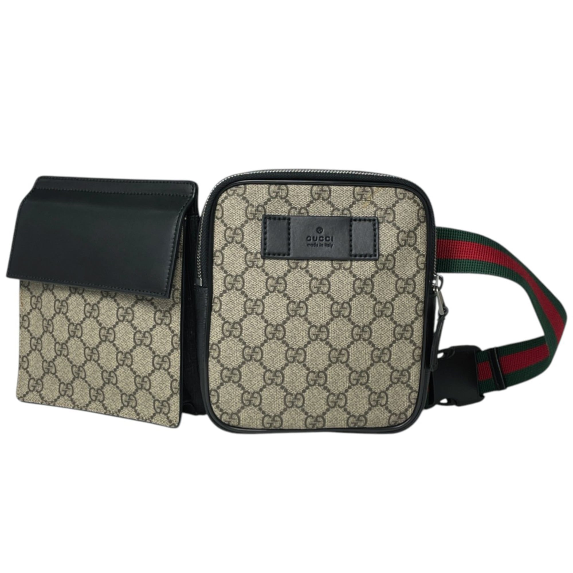 Gucci Sherry Line Black Brown Coated Canvas Leather Fanny Pack Sling Bag (Pre-Owned)