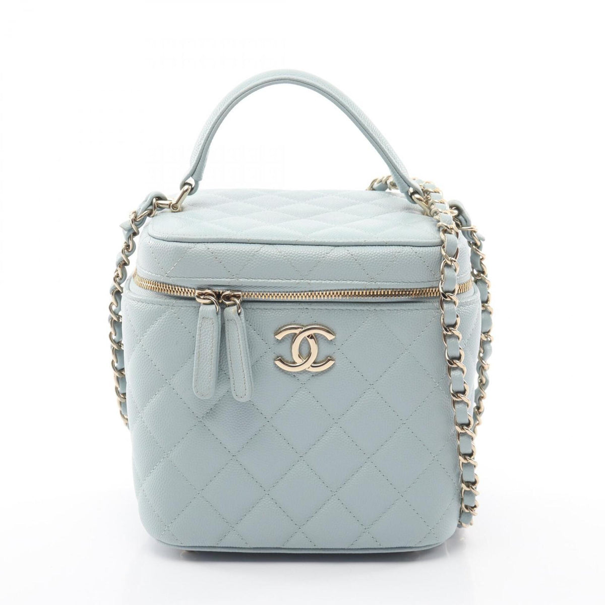 Chanel Matelasse Blue Grained Calfskin Handbag Shoulder Bag (Pre-Owned)