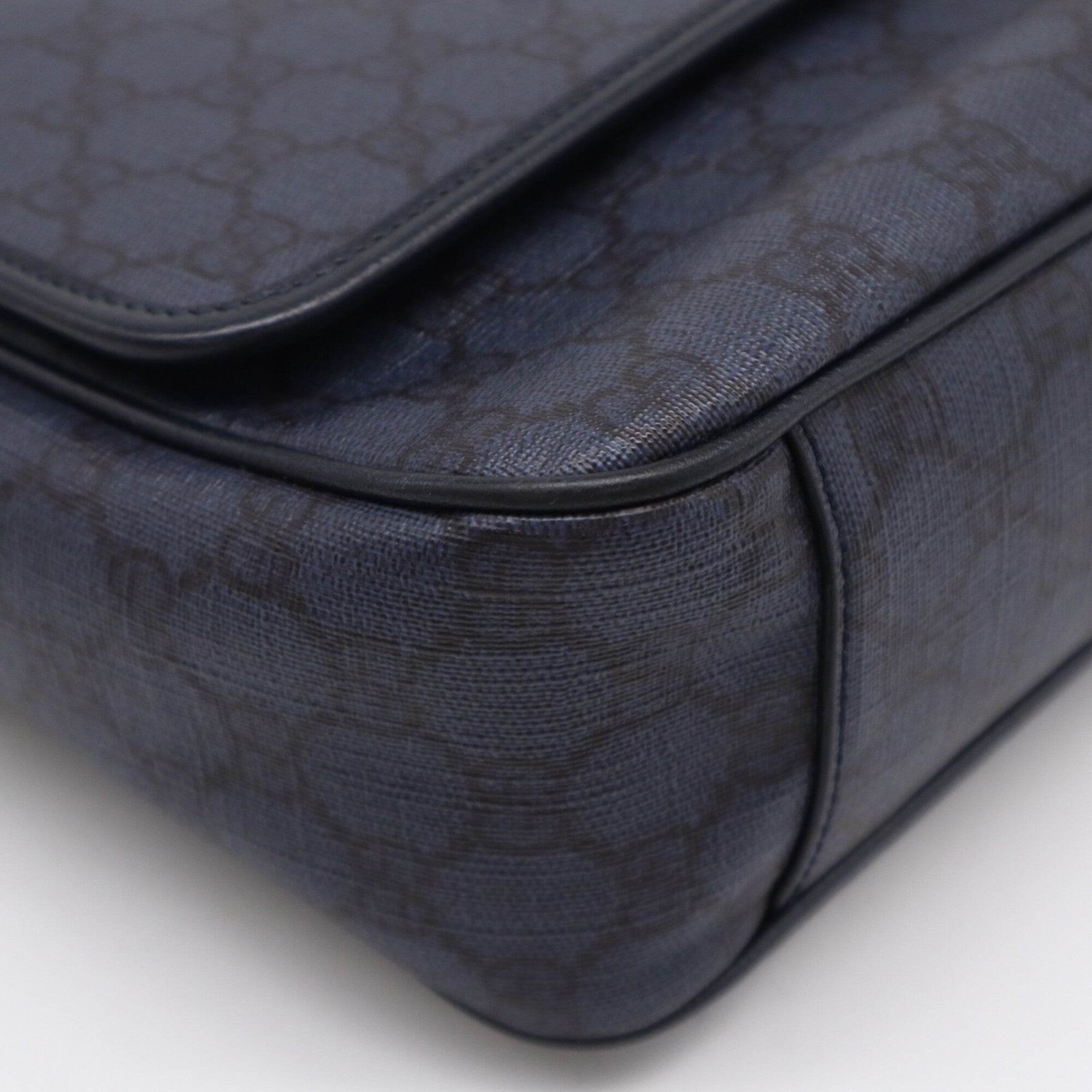 Gucci Ophidia Navy Black Canvas Leather Shoulder Bag (Pre-Owned)