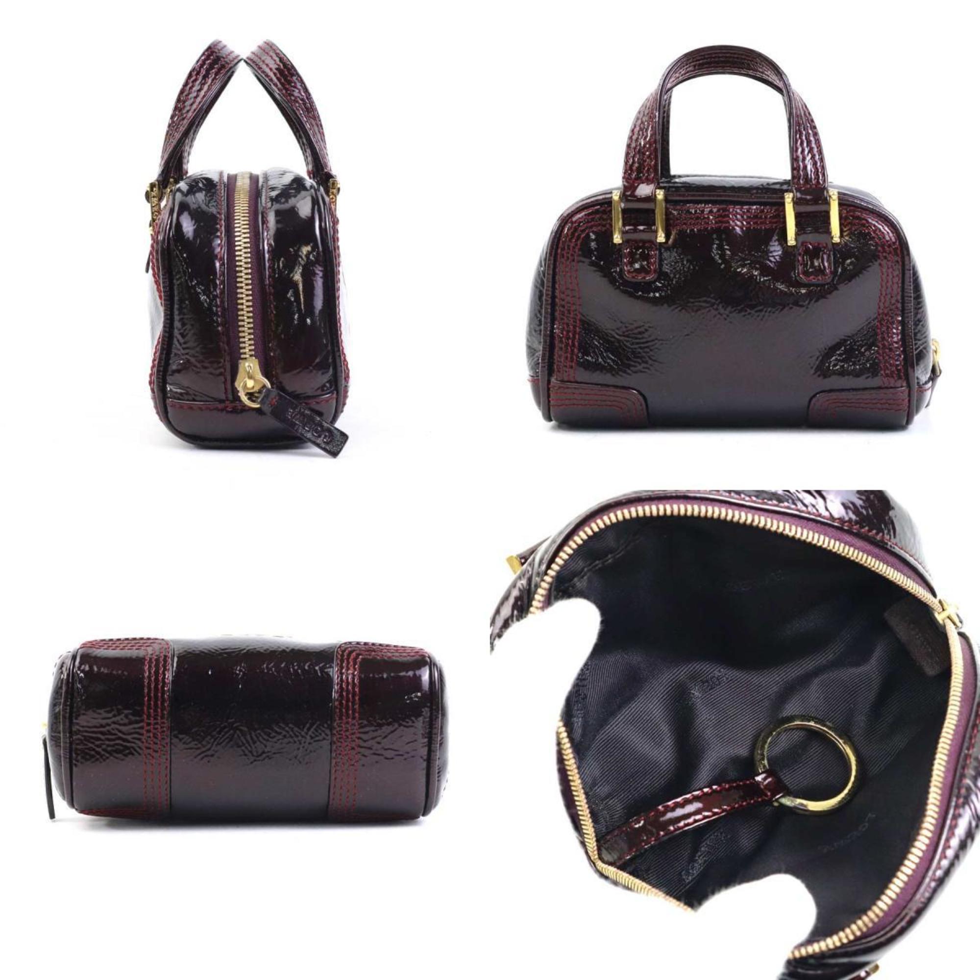 Loewe Burgundy Patent Leather Handbag Shoulder Bag (Pre-Owned)