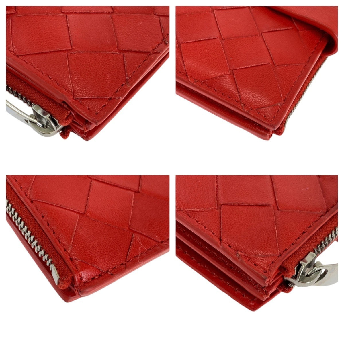 Bottega Veneta Red Color Leather Wallet (Bi-Fold) (Pre-Owned)