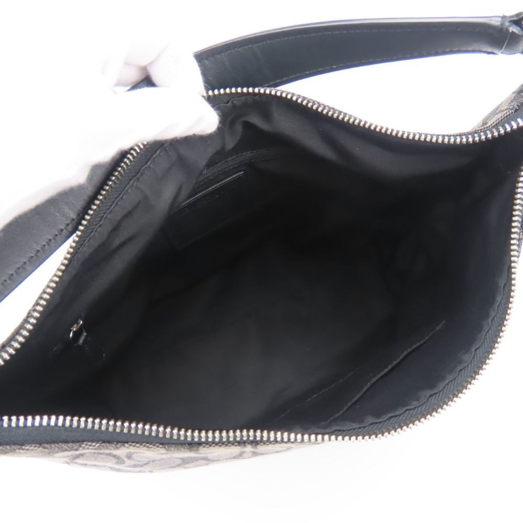 Coach Black Gray Canvas Leather Shoulder Bag (Pre-Owned)