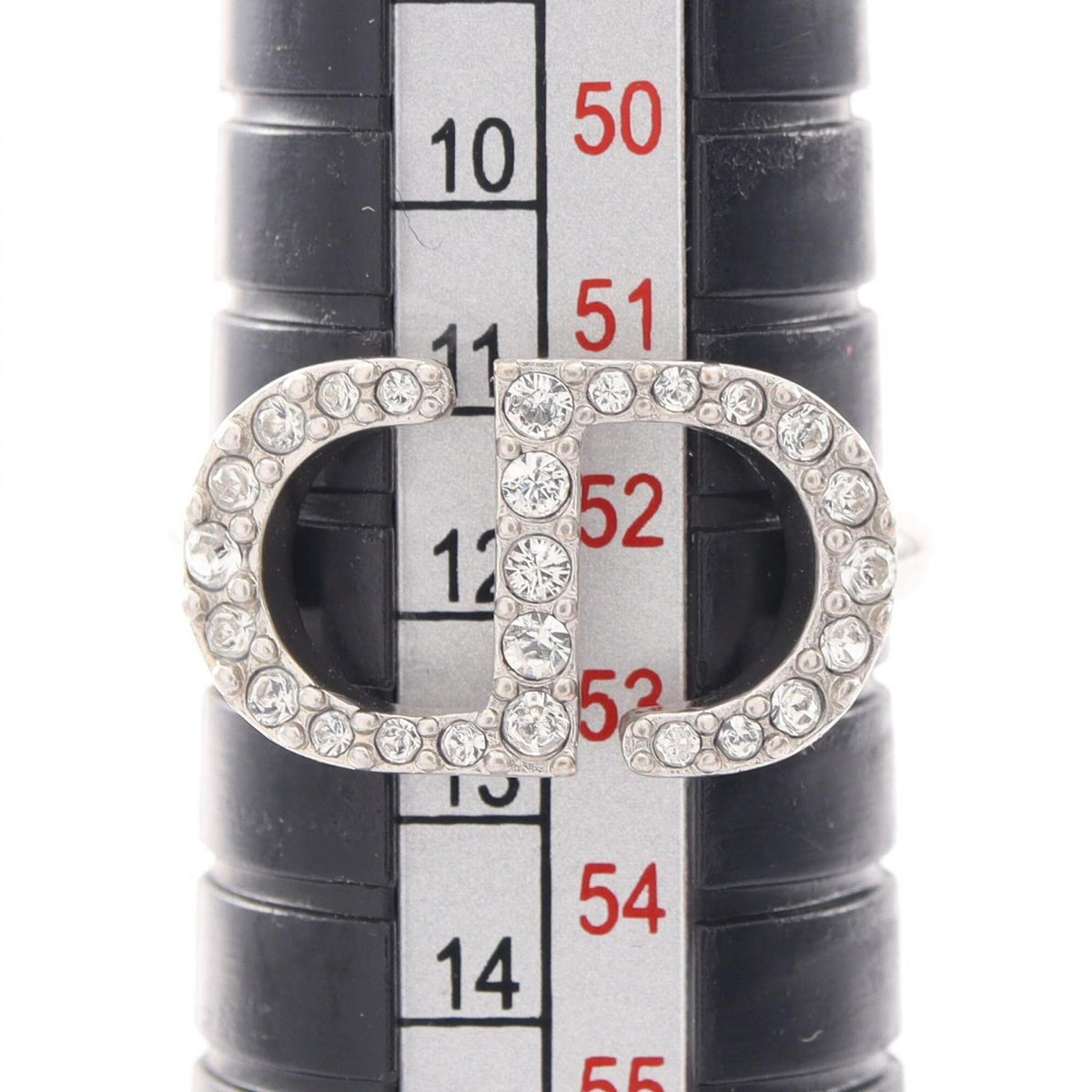 Christian Dior Silver Clear Metal Rhinestone Band Ring (Pre-Owned)