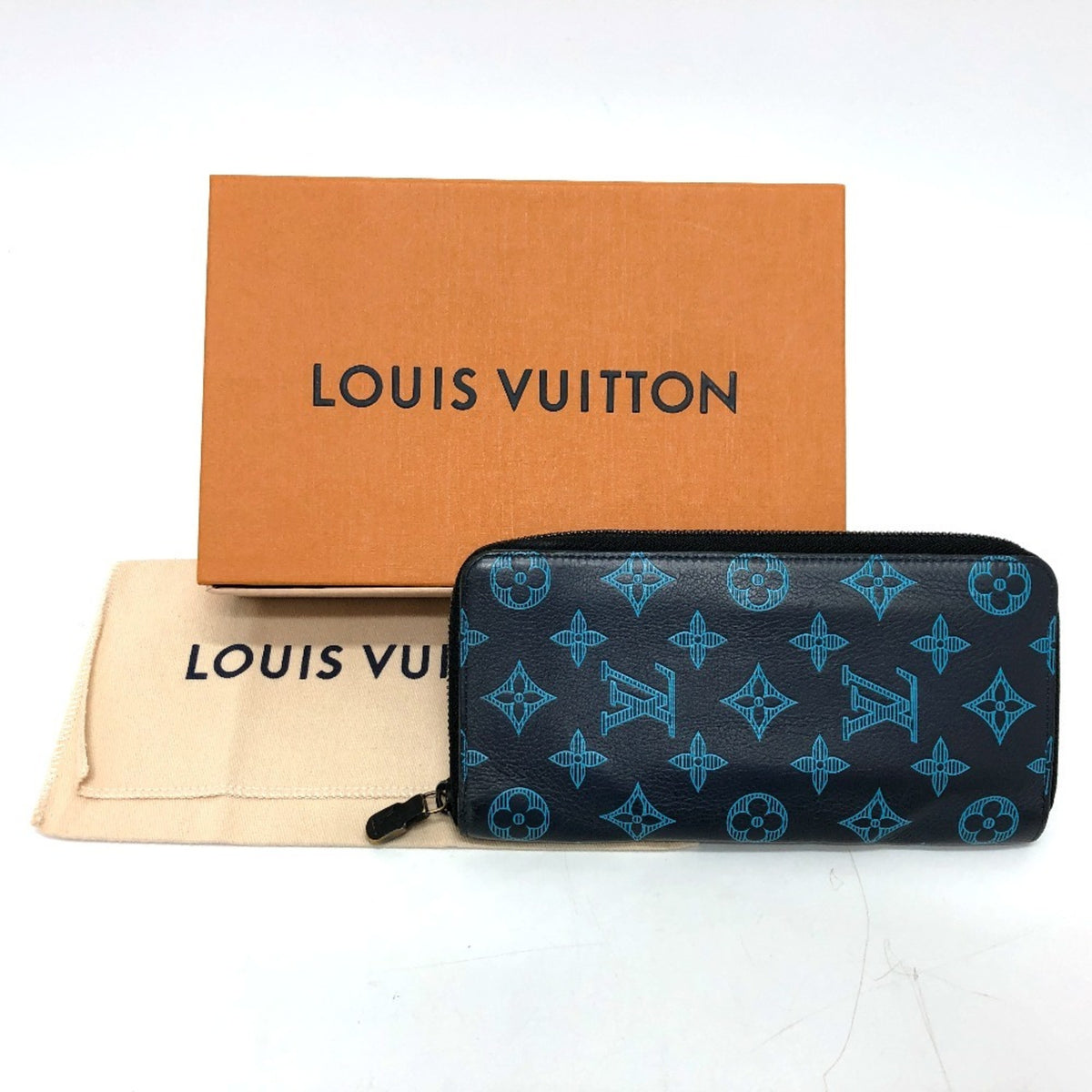 Louis Vuitton Monogram Shadow Galle Navy Monogram Shadow Long Wallet (Bi-Fold) (Pre-Owned)