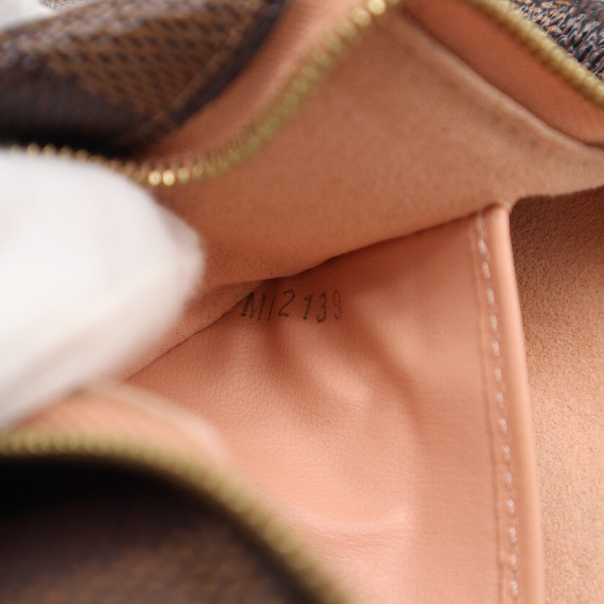 Louis Vuitton Beige Pink Brown Damier Canvas Galle Coated Canvas Leather Pochette Shoulder Bag (Pre-Owned)