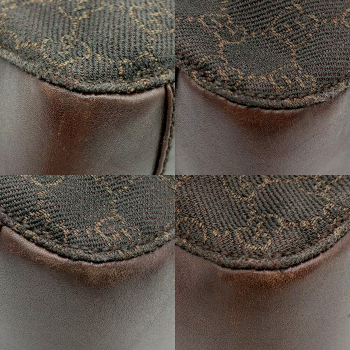 Gucci Dark Brown Gg Canvas Leather Tote Bag (Pre-Owned)