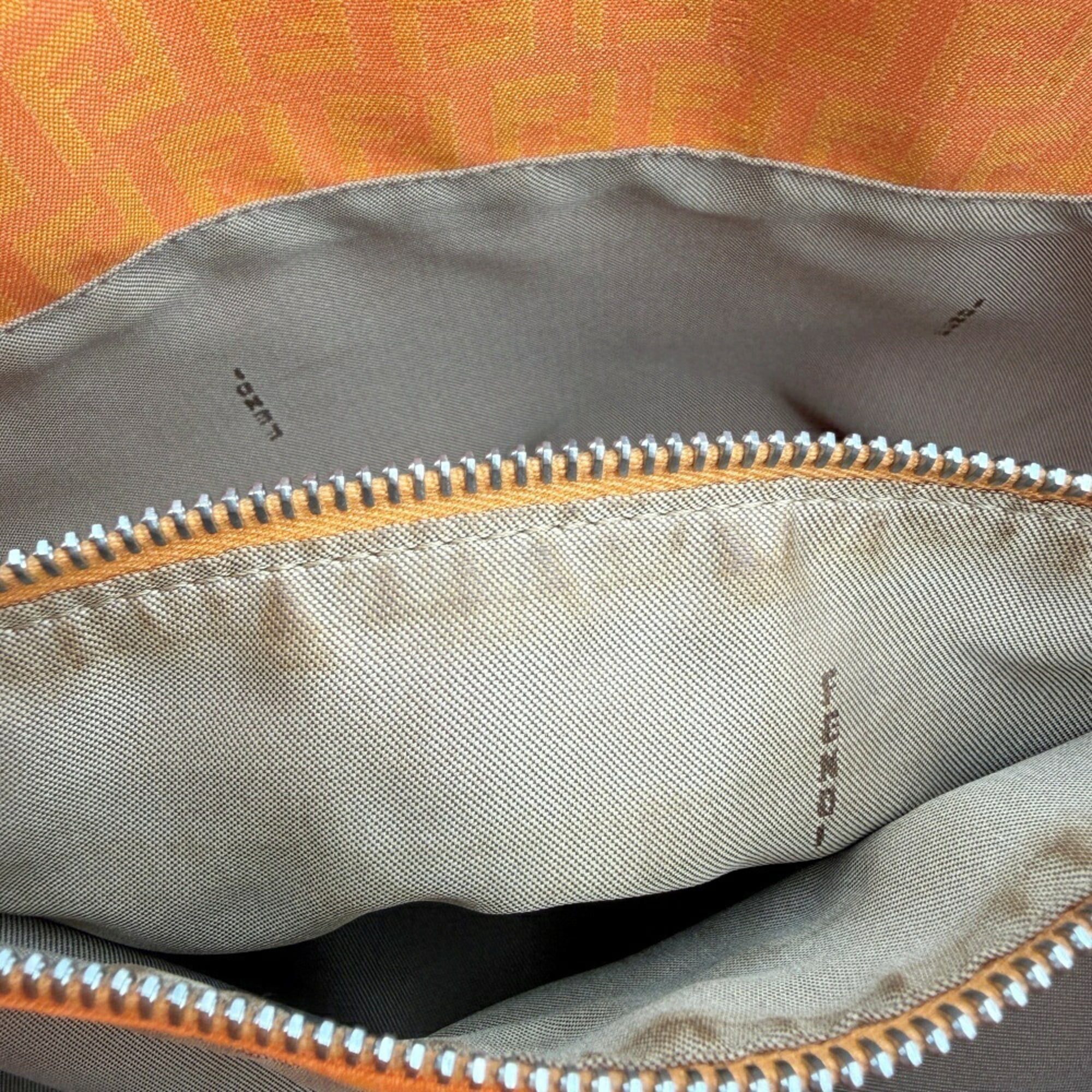 Fendi Zucchino Orange Canvas Leather Tote Bag (Pre-Owned)