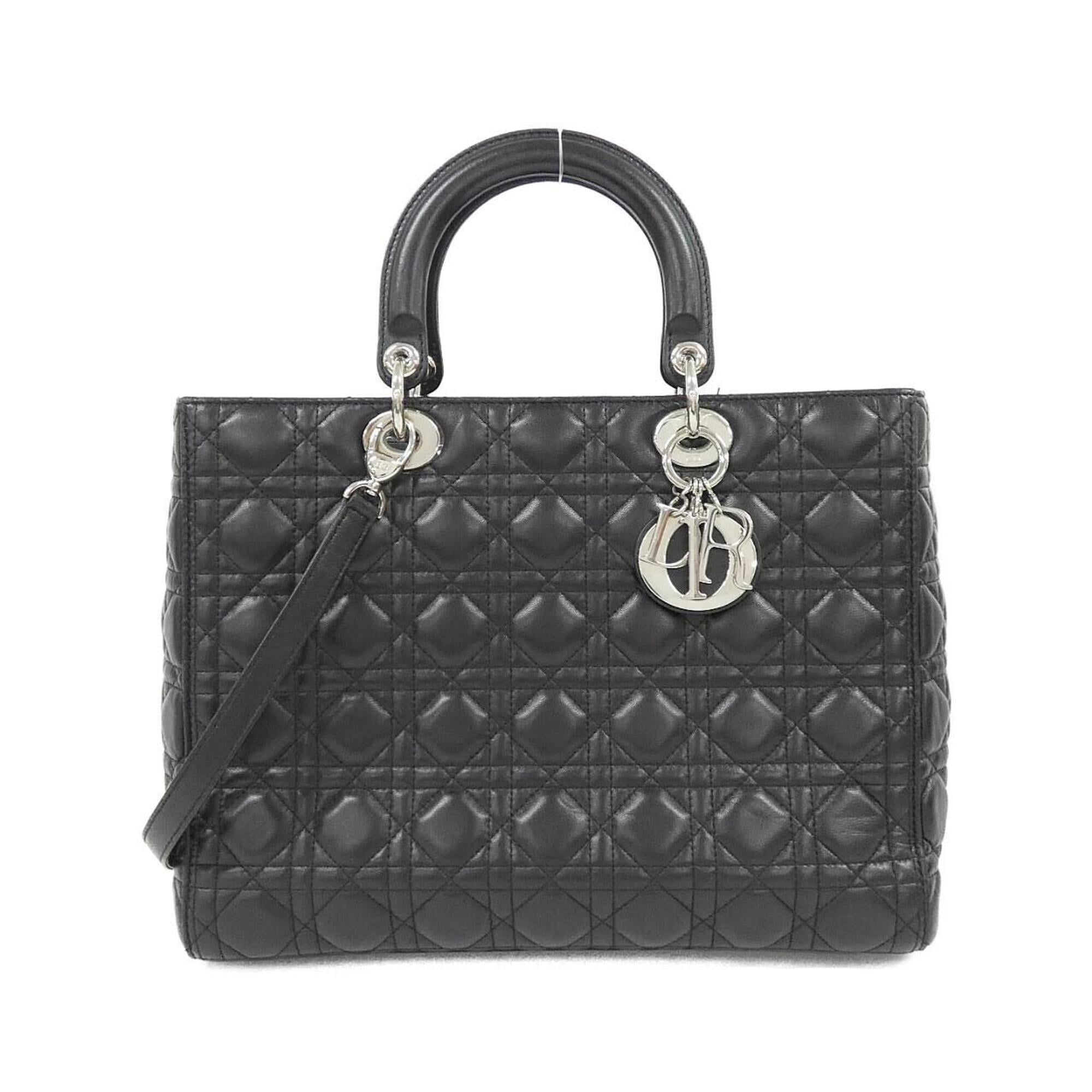 Christian Dior Lady Dior Black Leather Handbag (Pre-Owned)