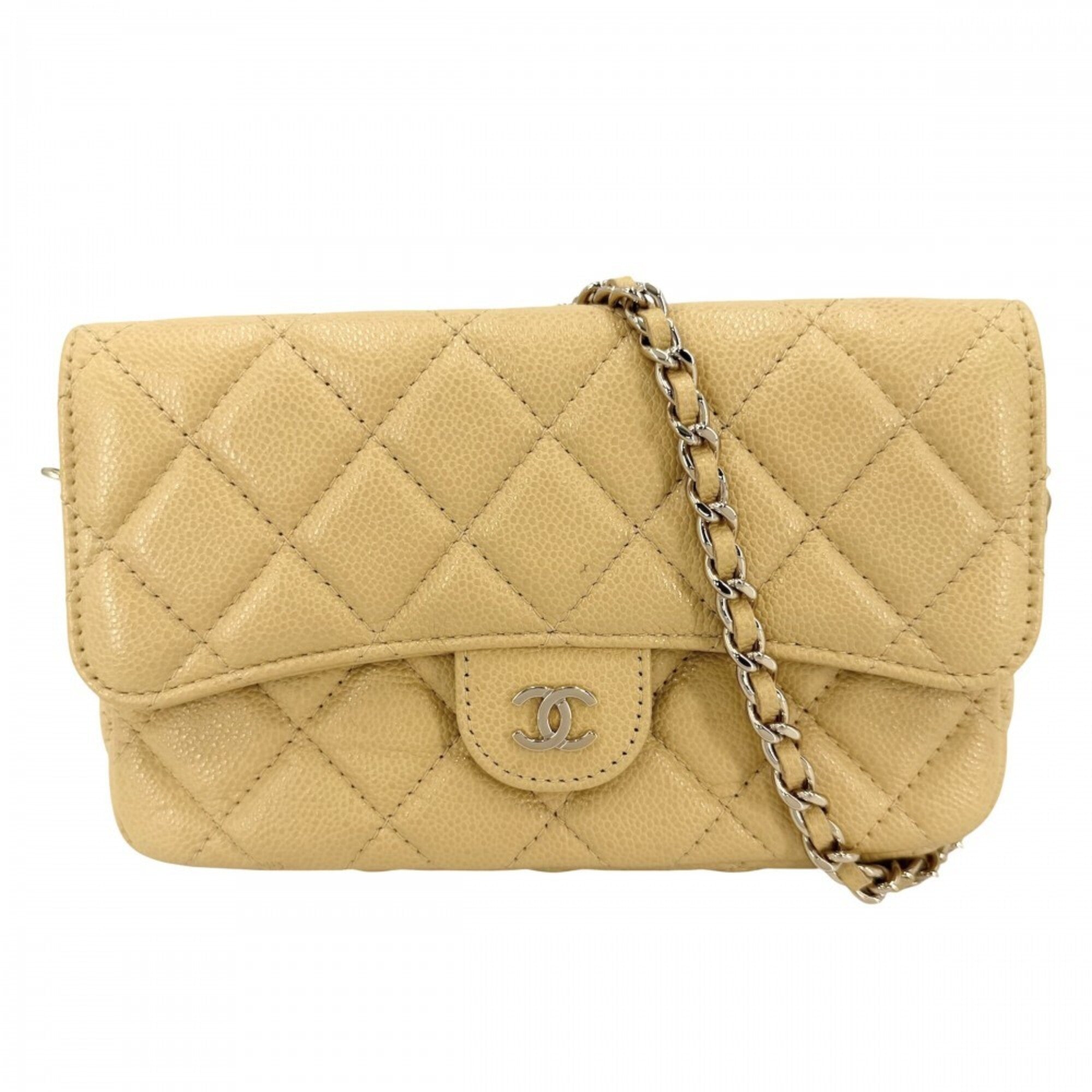 Chanel Yellow Grained Calfskin Shoulder Bag (Pre-Owned)