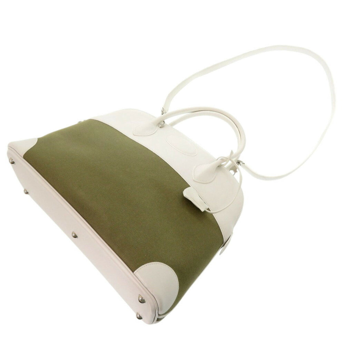 Hermes Khaki White Swift Leather Handbag (Pre-Owned)