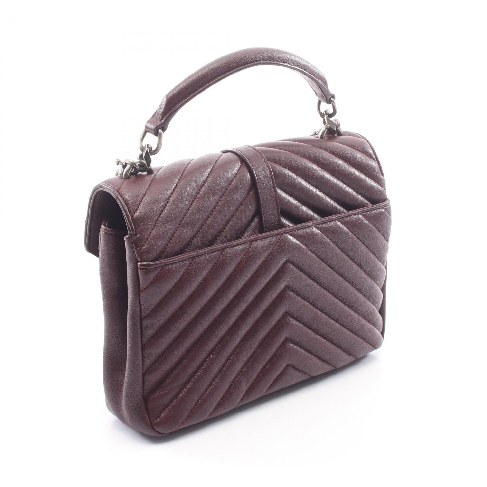 Saint Laurent Bordeaux Leather Handbag (Pre-Owned)