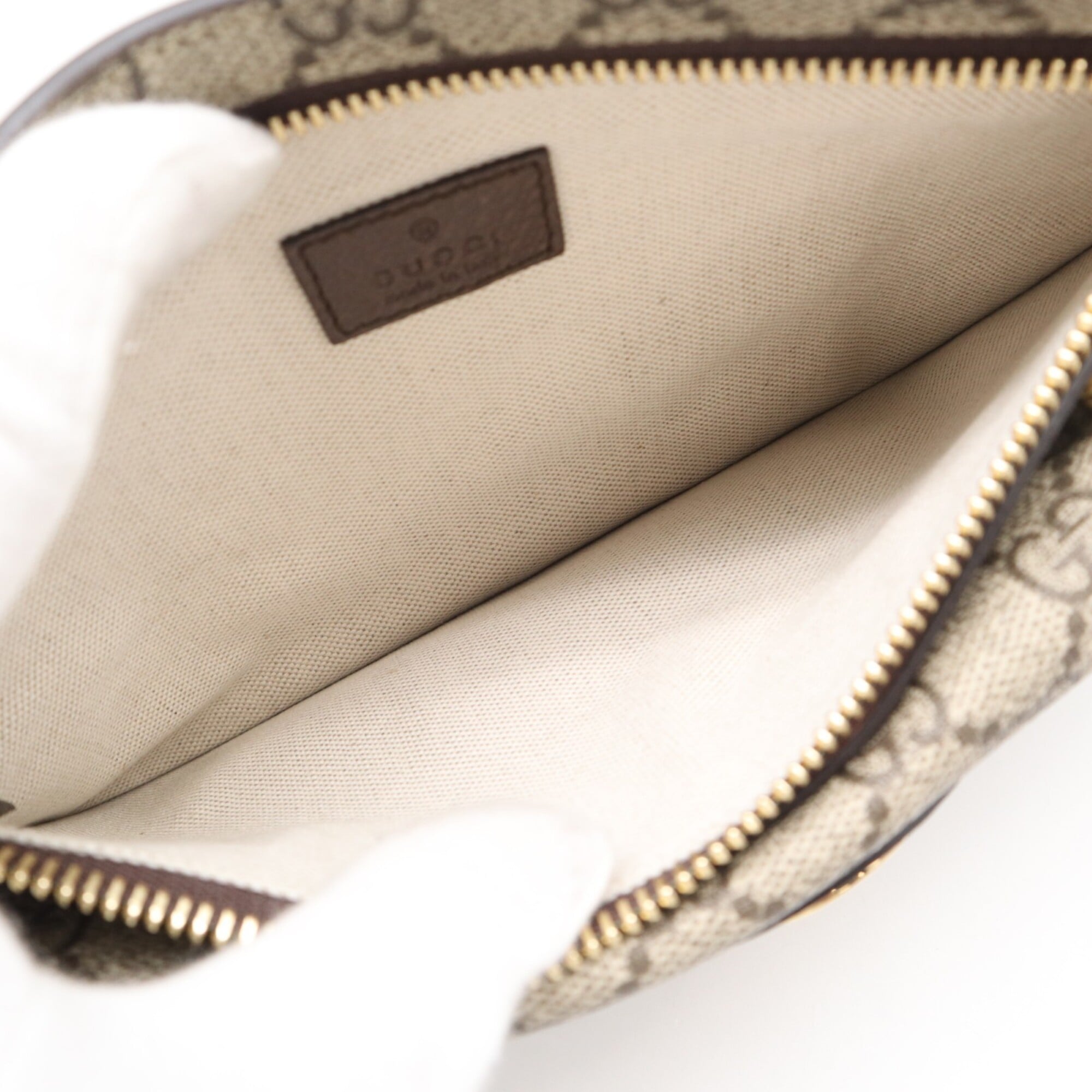 Gucci Beige Brown Gg Supreme Leather Fanny Pack Sling Bag (Pre-Owned)