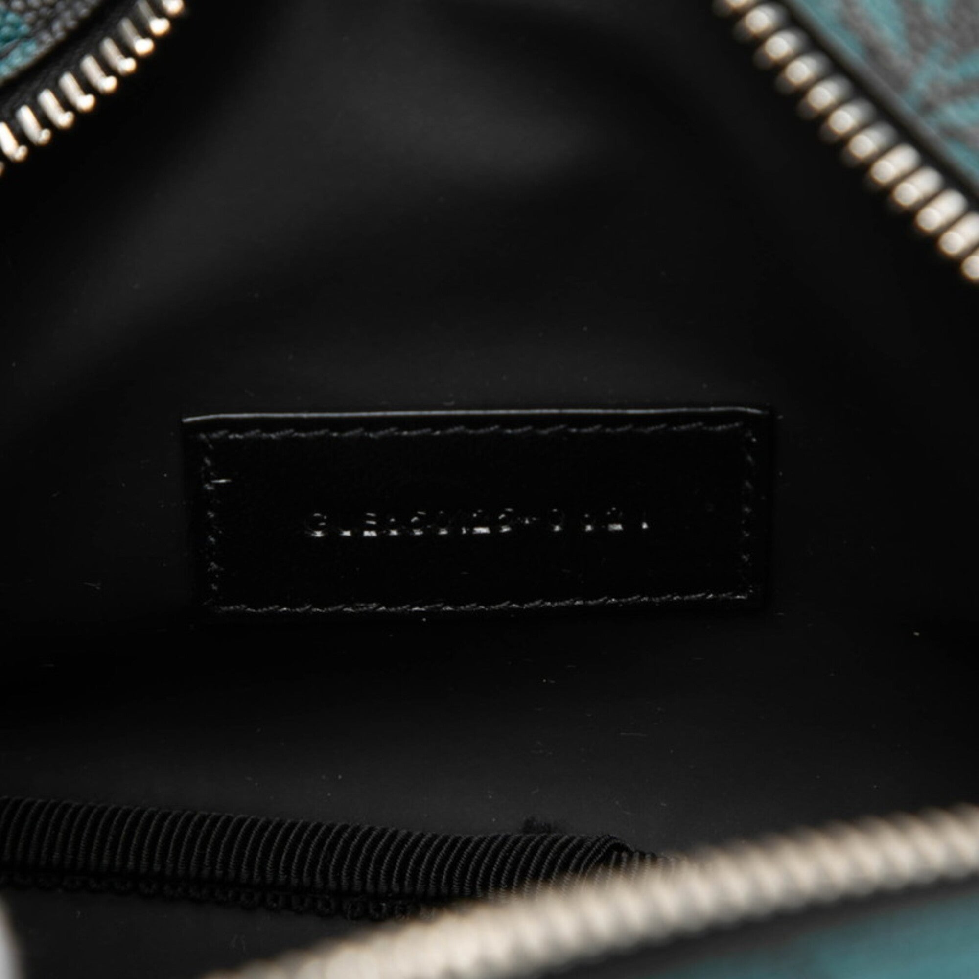 Saint Laurent Black Green Embossed Clutch Bag Handbag (Pre-Owned)