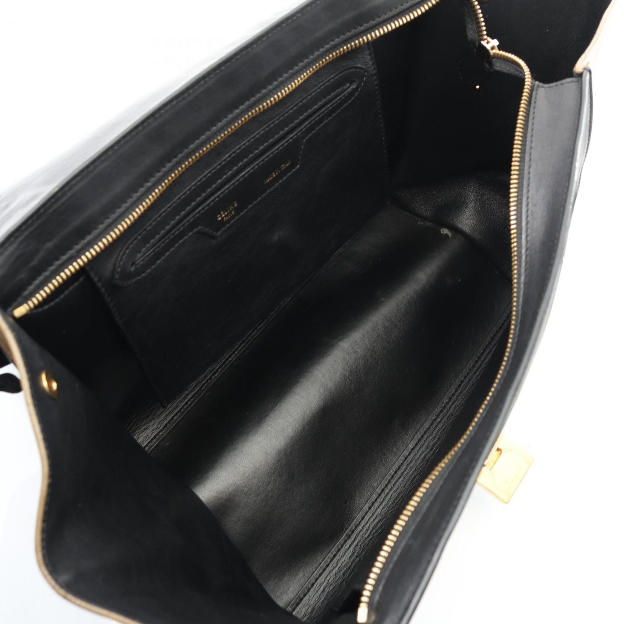 Celine Beige Black Blue Leather Handbag (Pre-Owned)