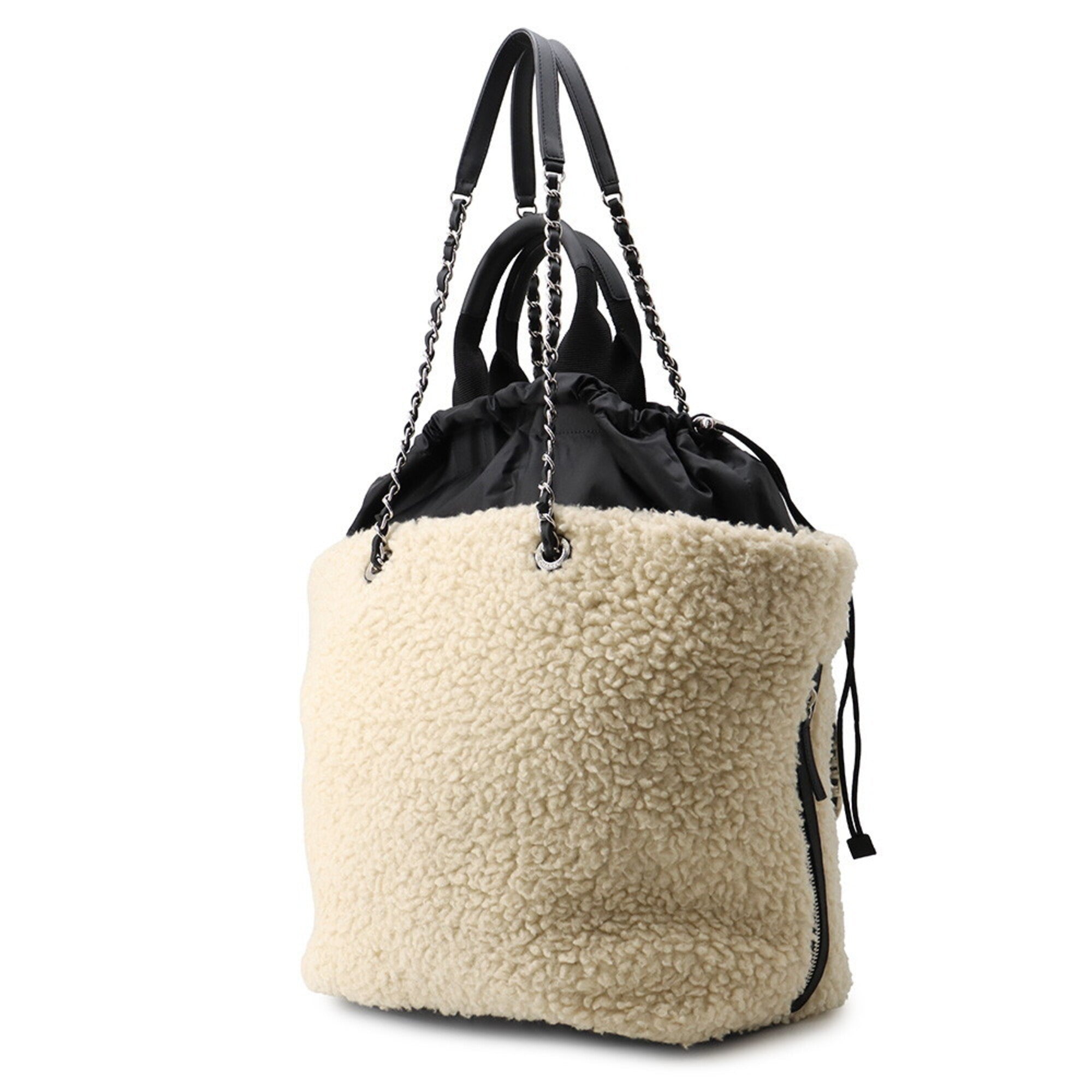 Chanel Black Ivory Nylon Leather Tote Bag (Pre-Owned)