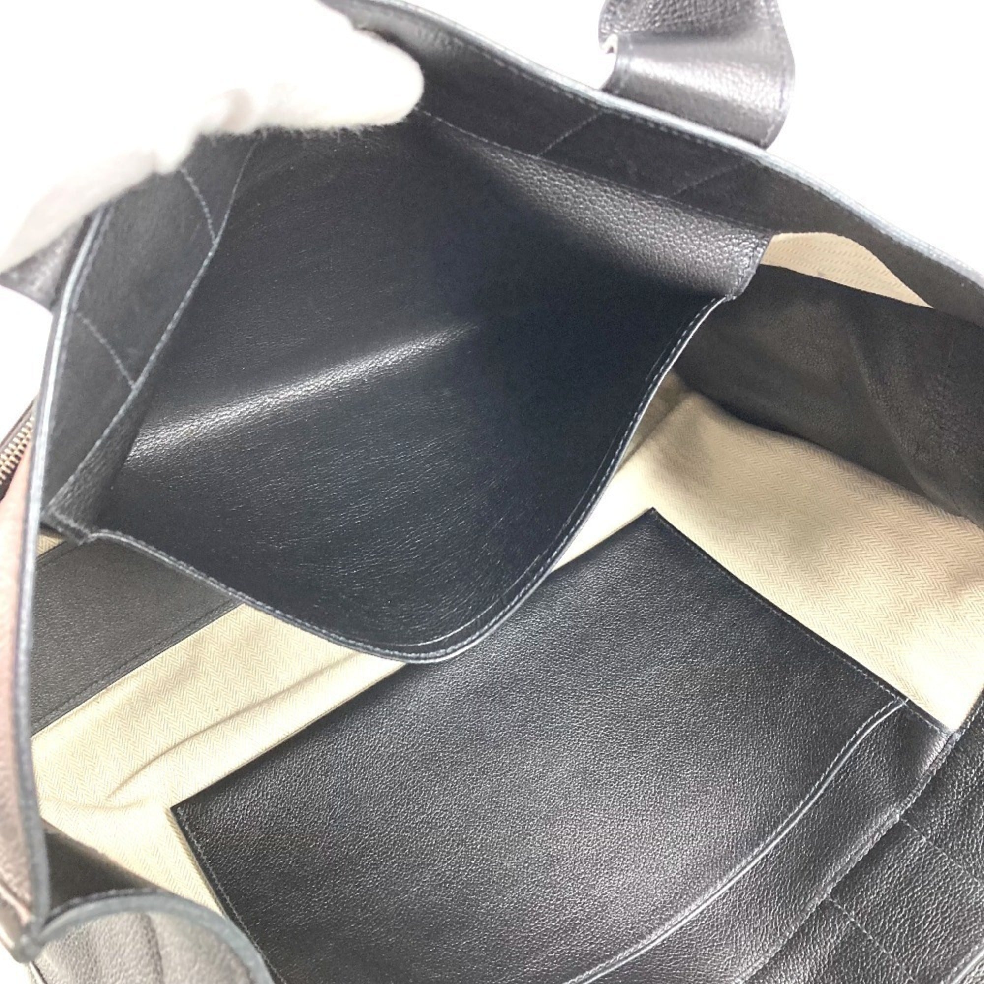 Hermes Black Leather Handbag Tote Bag (Pre-Owned)