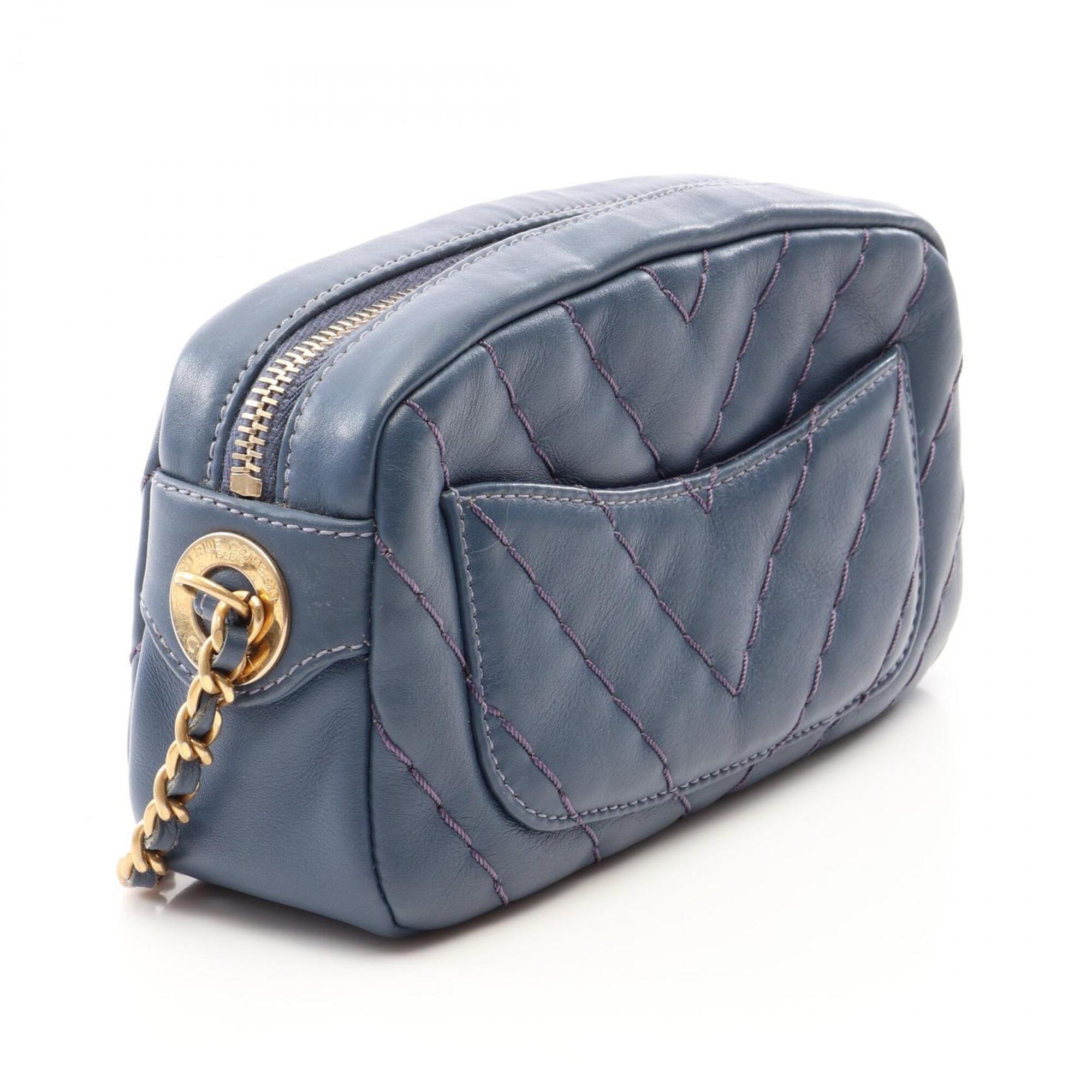 Chanel Blue Leather Handbag Shoulder Bag (Pre-Owned)