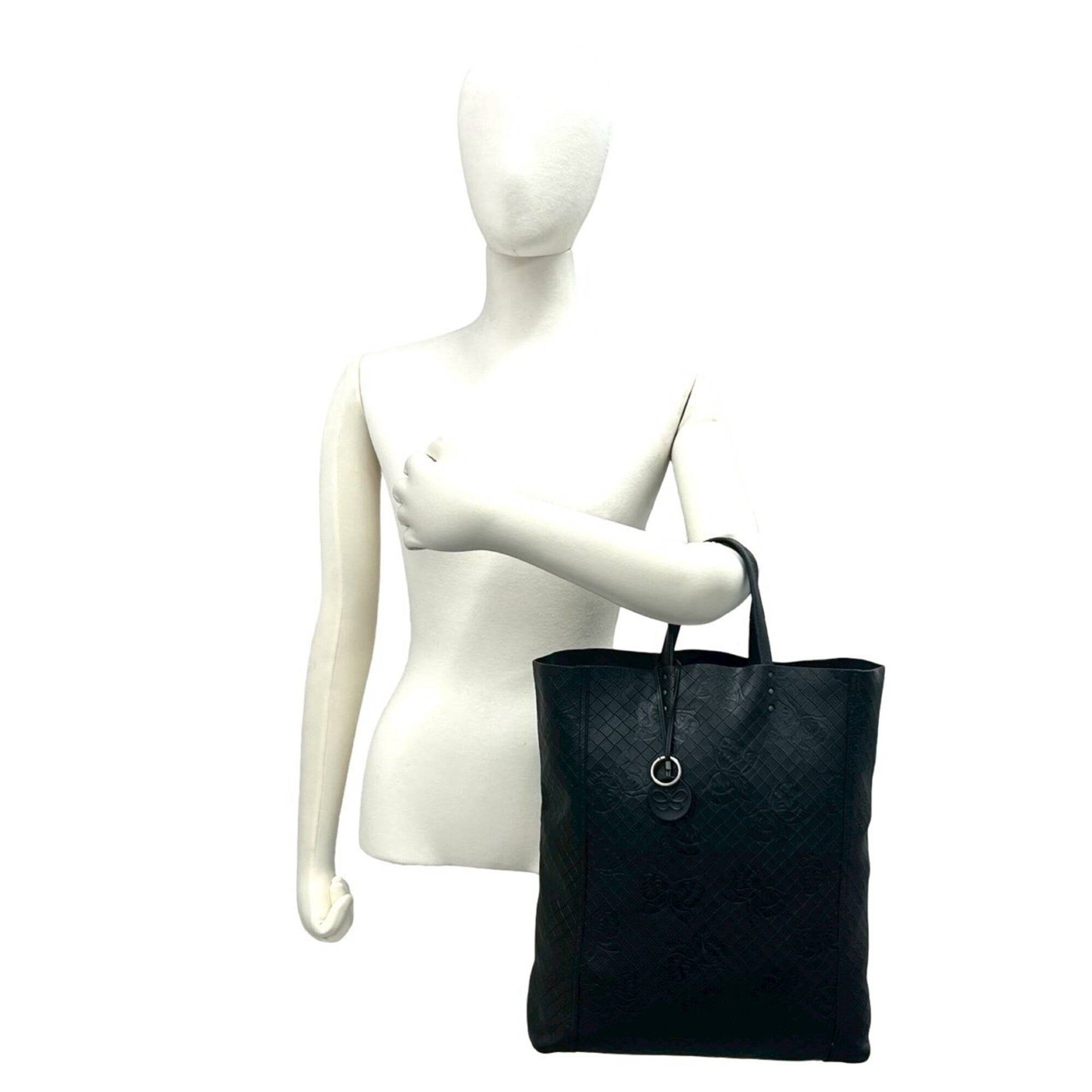 Bottega Veneta Black Leather Handbag Tote Bag (Pre-Owned)