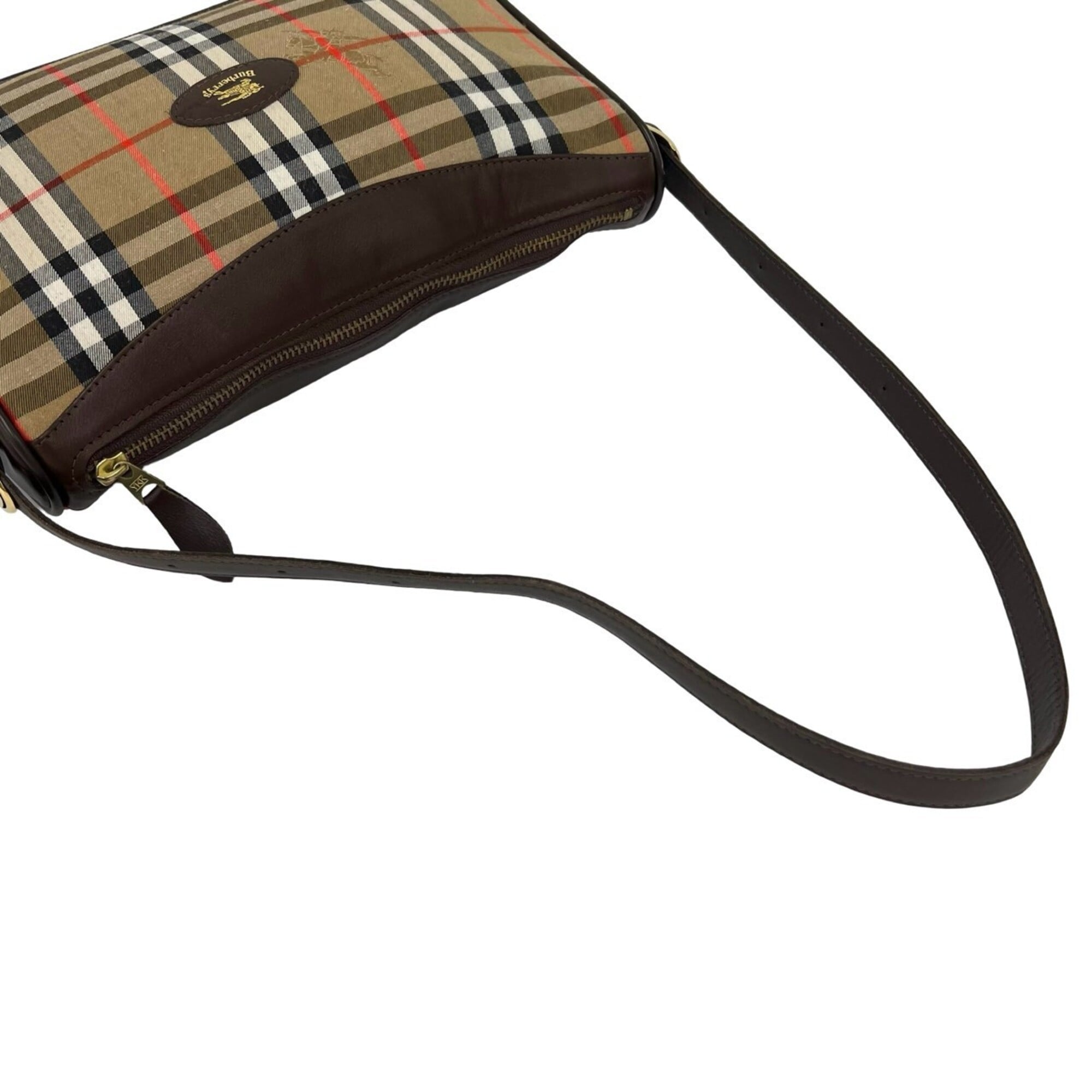 Burberry Beige Brown Canvas Leather Shoulder Bag (Pre-Owned)