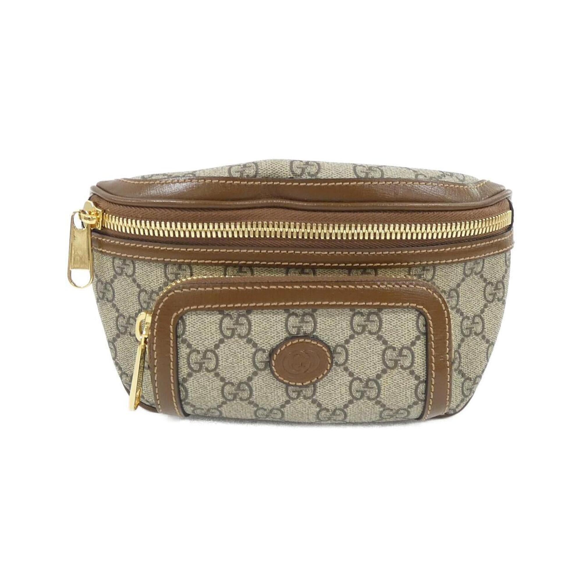Gucci Beige Brown Gg Supreme Leather Fanny Pack (Pre-Owned)
